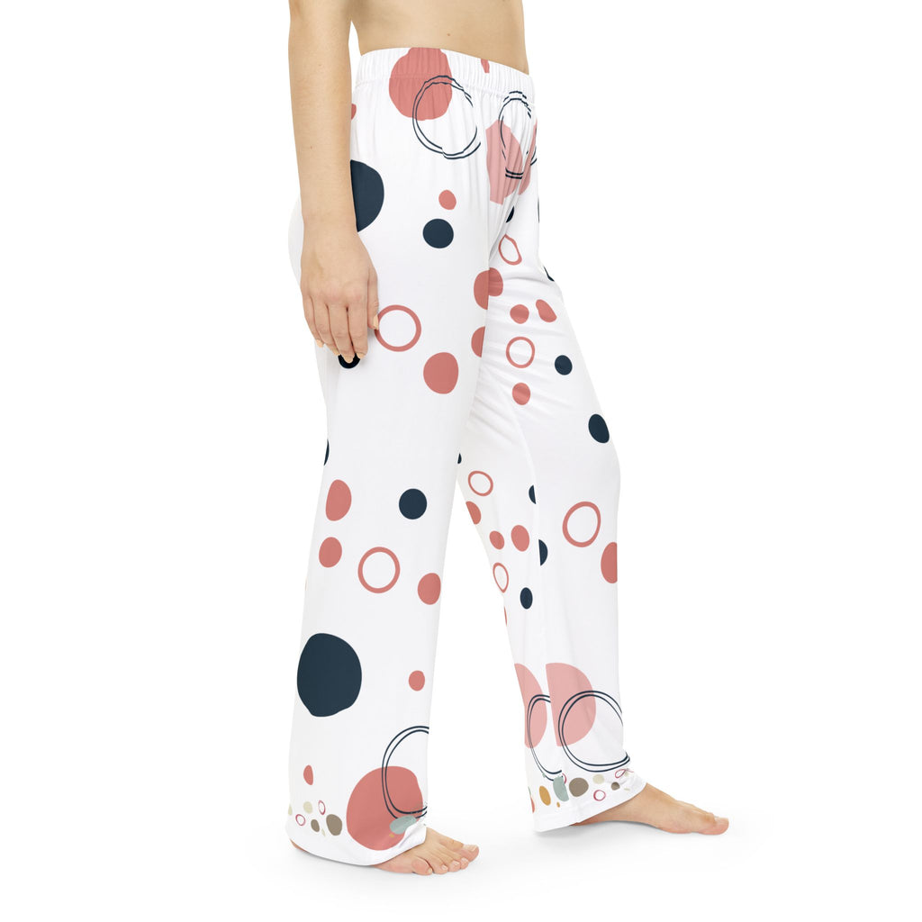 Women's Polka Dot Pajama Pants – Soft Pink & Navy Lounge Sleepwear