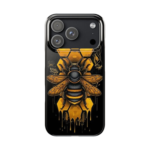 Bee Honeycomb Slim Phone Case — Dripping Hexagon Bee Design Printify