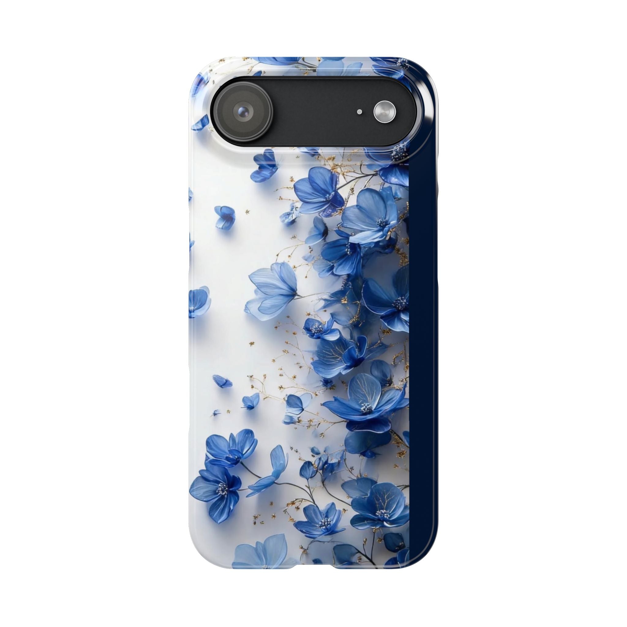 Slim Phone Case — Blue Floral Petals Protective Cover