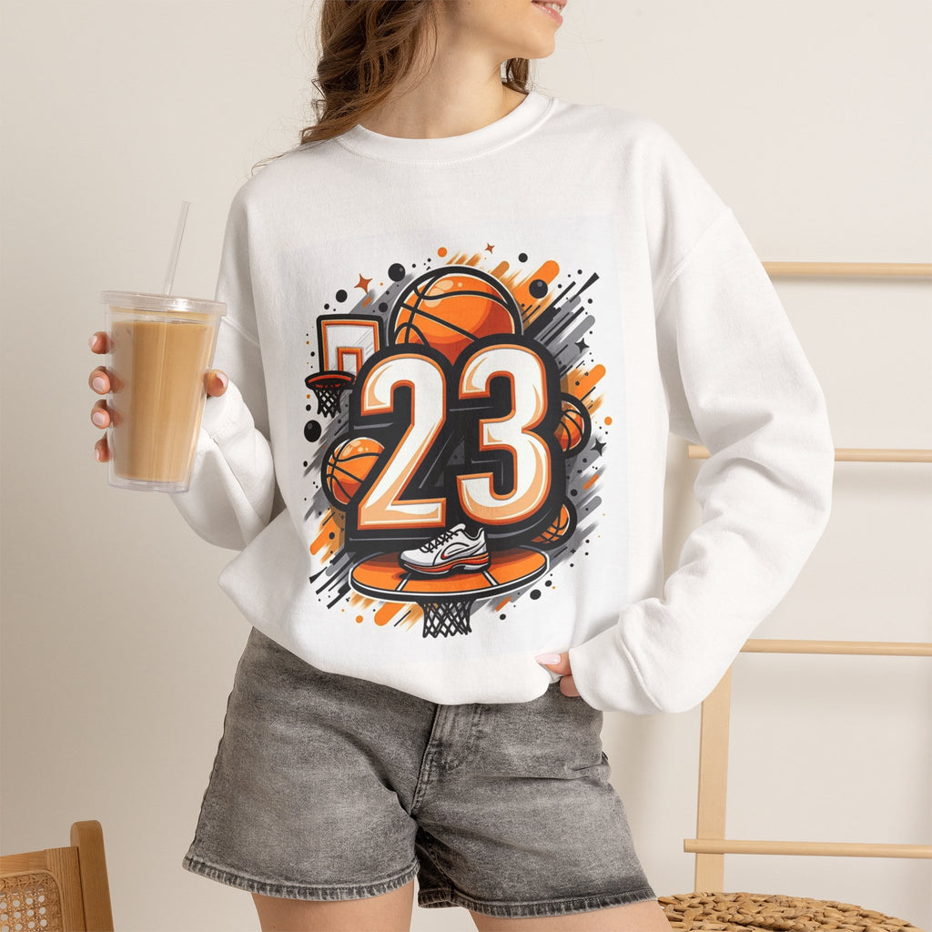 Basketball 23 Crewneck Sweatshirt — Retro Hoop Graphic Printify