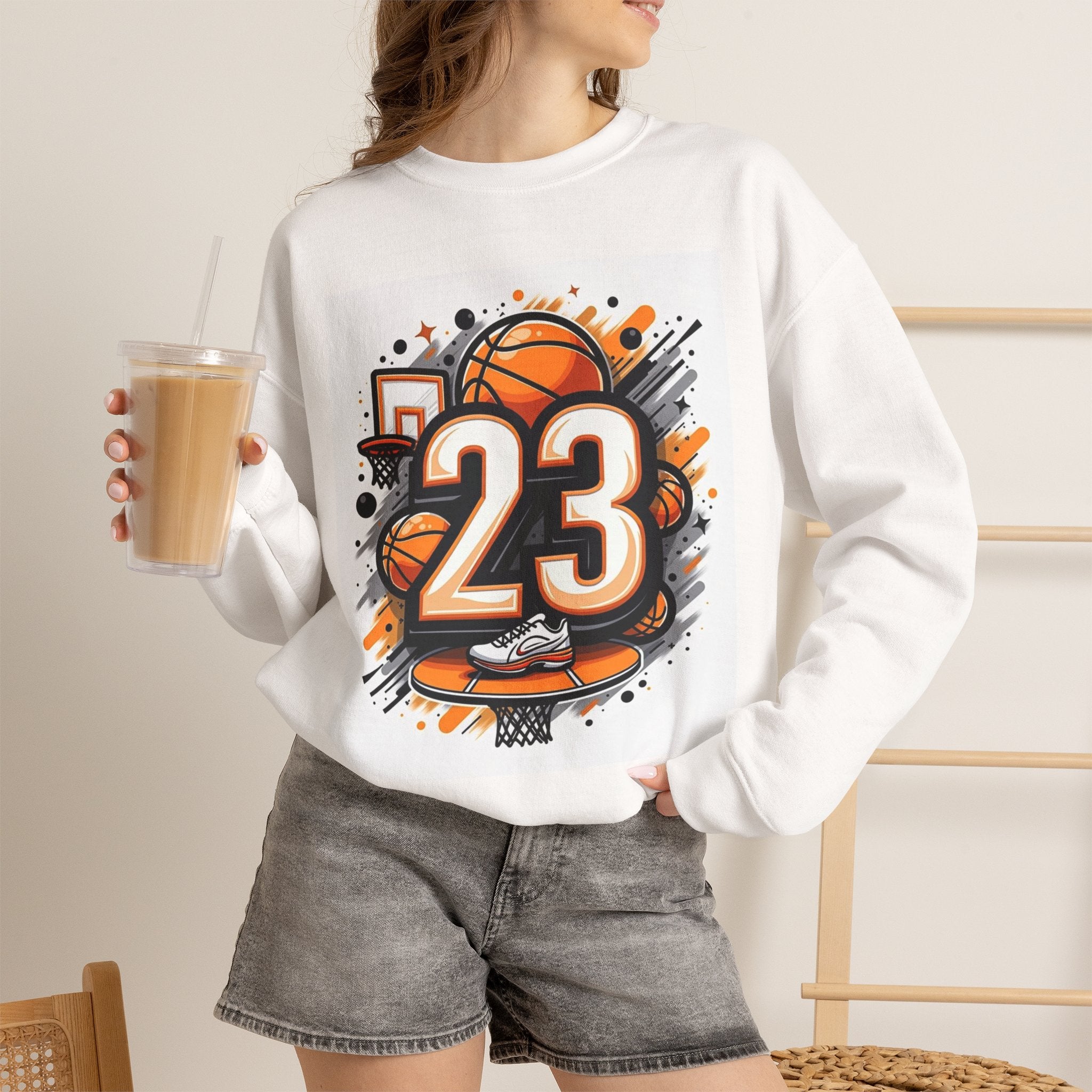 Basketball 23 Crewneck Sweatshirt — Retro Hoop Graphic Printify