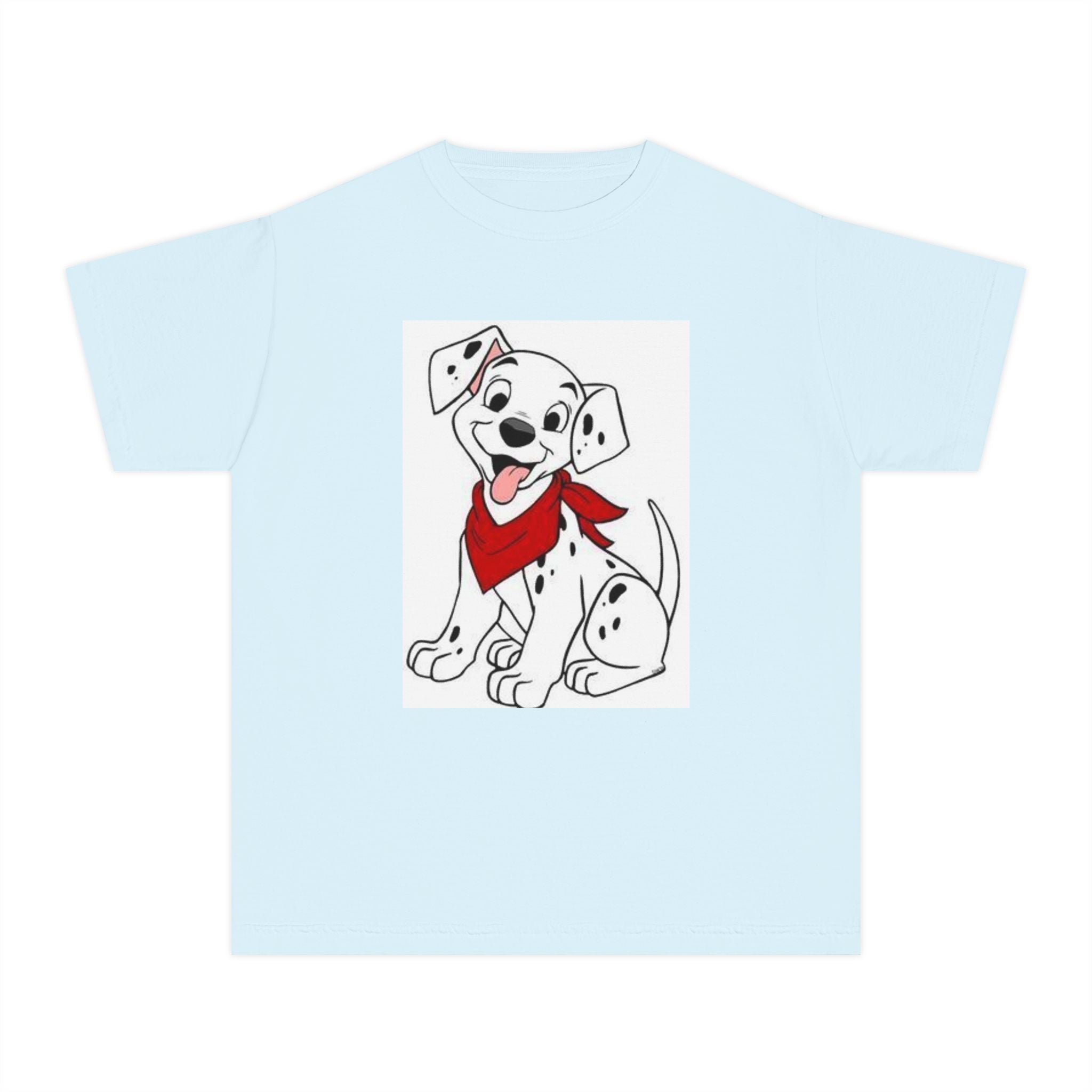 Youth Tee – Cute Dalmatian Puppy Graphic Shirt (red bandana)