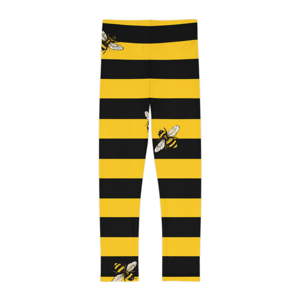 Kids Bee Stripe Leggings – Yellow & Black Bumblebee AOP