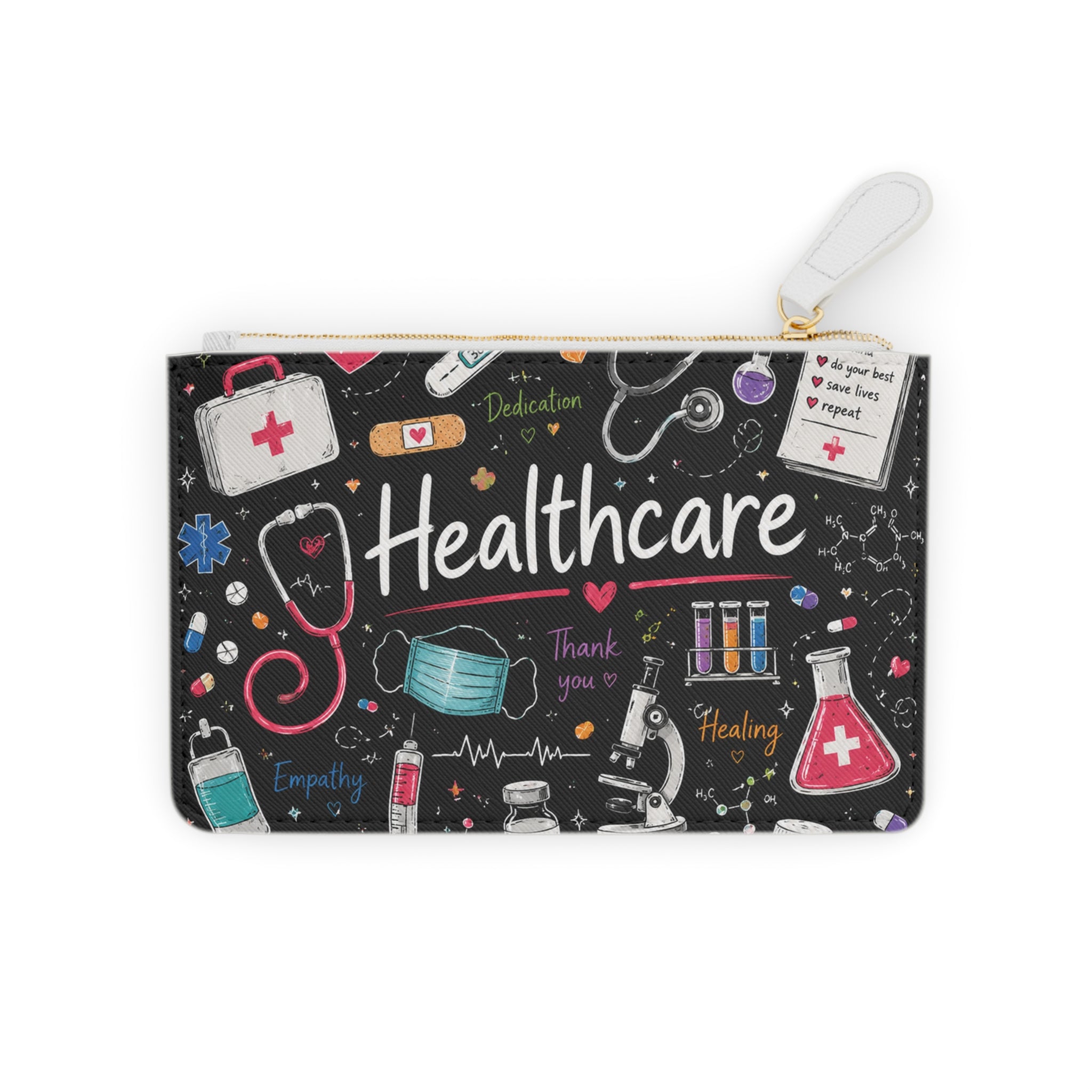 Healthcare Mini Clutch Bag — Medical Theme Thank You Nurse Cosmetic Purse
