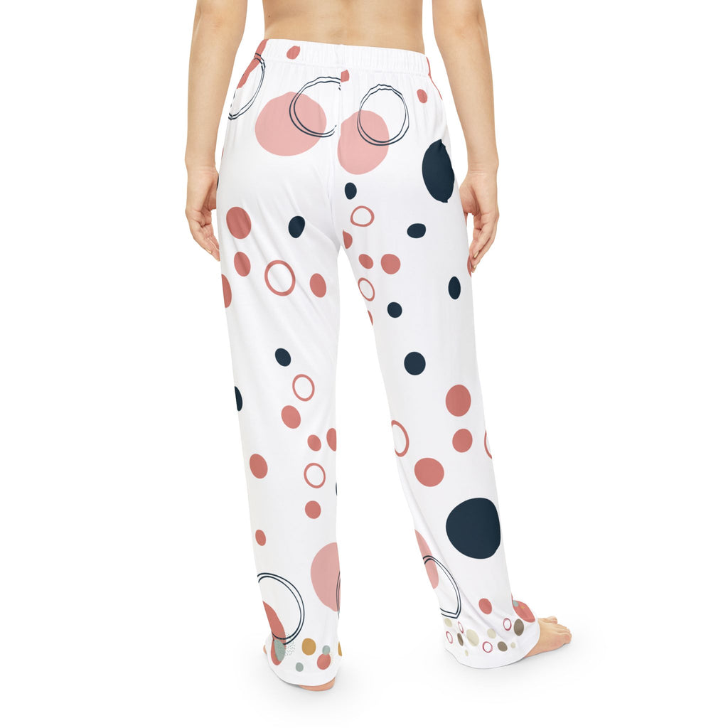Women's Polka Dot Pajama Pants – Soft Pink & Navy Lounge Sleepwear