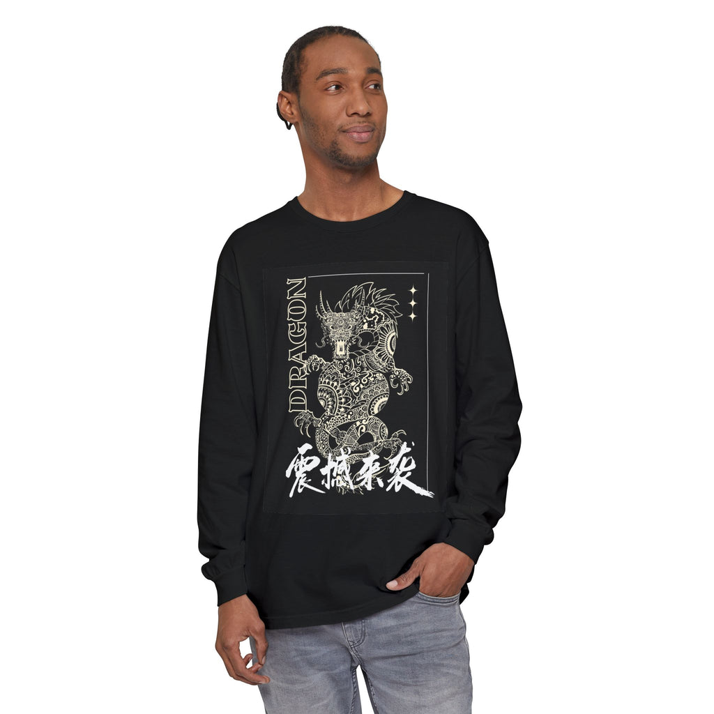 Dragon Graphic Long Sleeve T-Shirt – Kanji East Asian Style Printify