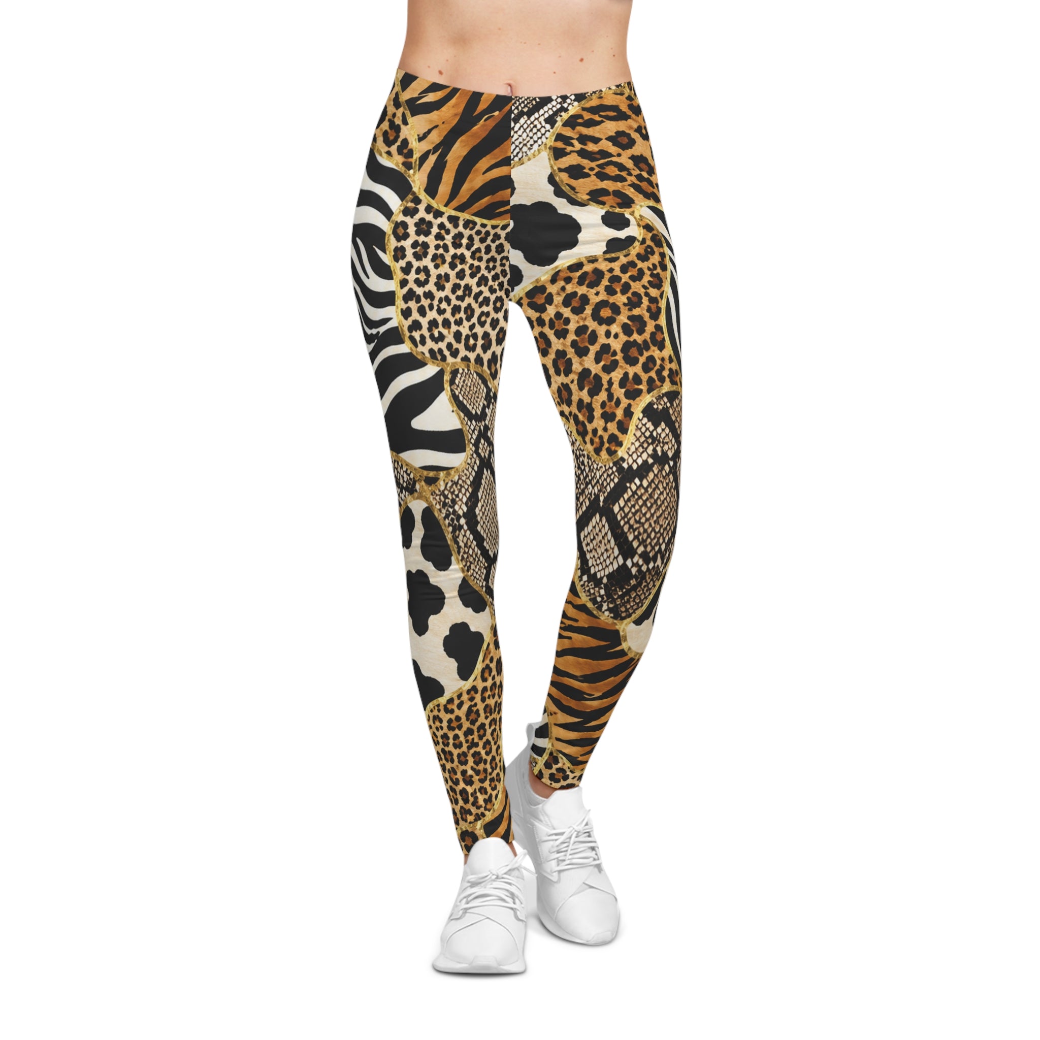 Animal Patchwork Leggings — Women’s Bold Animal Print All-Over Leggings Printify