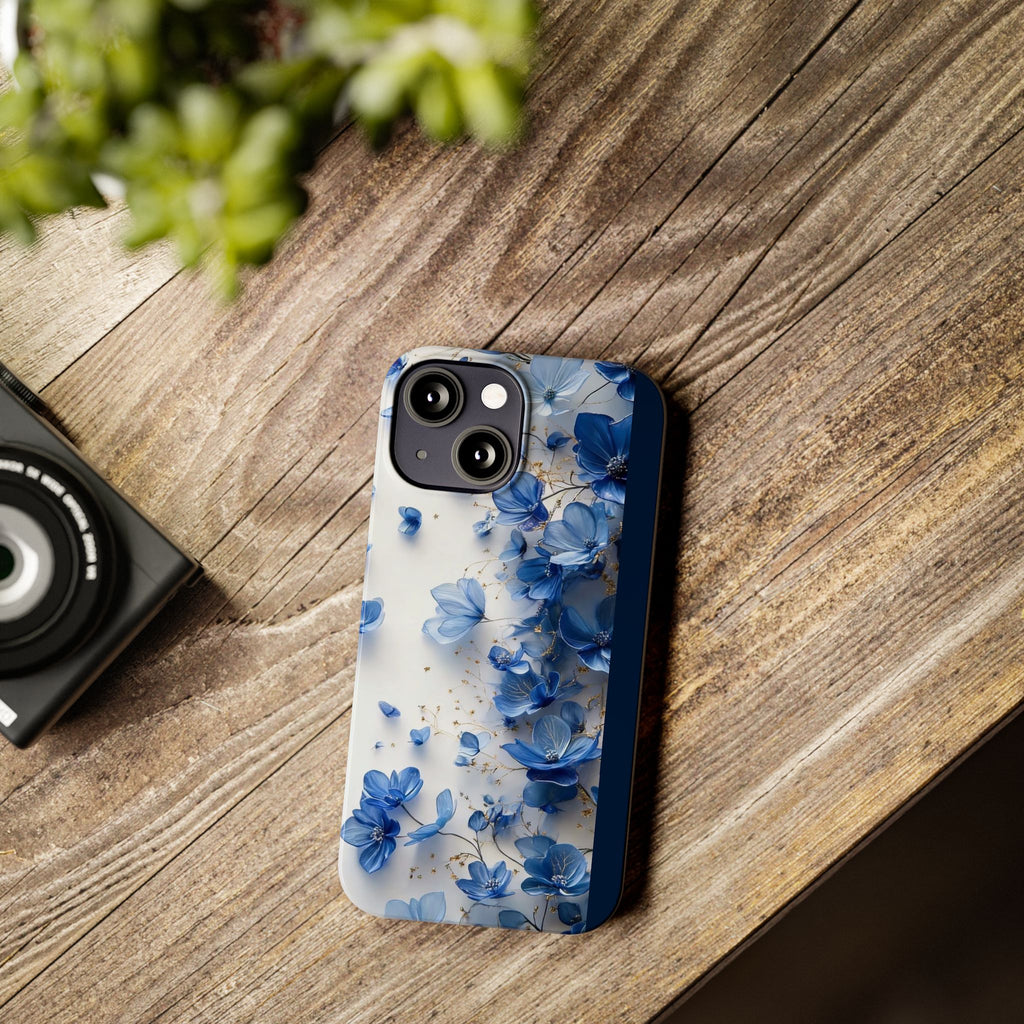 Slim Phone Case — Blue Floral Petals Protective Cover