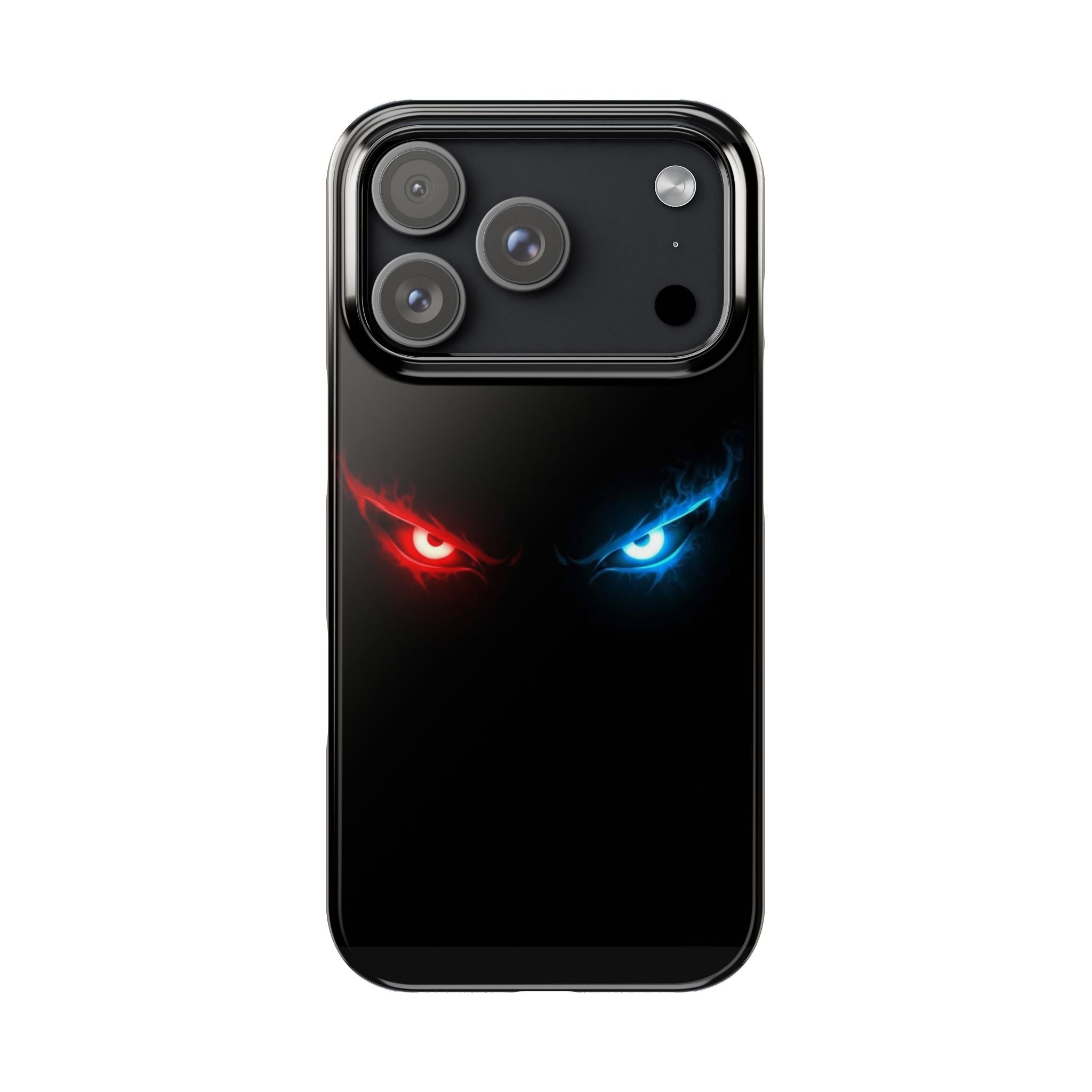 Slim Phone Case — Neon Red & Blue Angry Eyes (Sleek Dark Gamer Aesthetic)