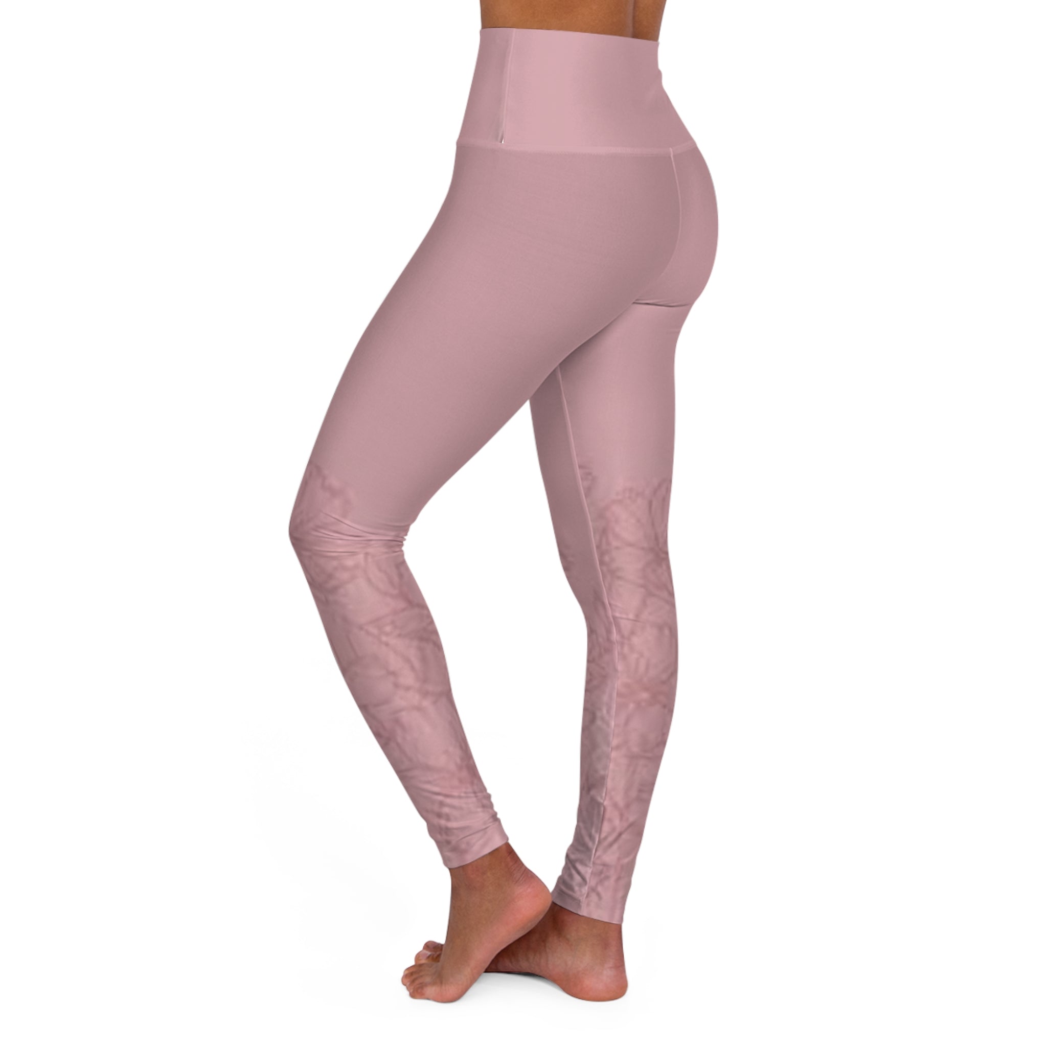 High-Waisted Rose Quartz Yoga Leggings – Floral Printed Activewear