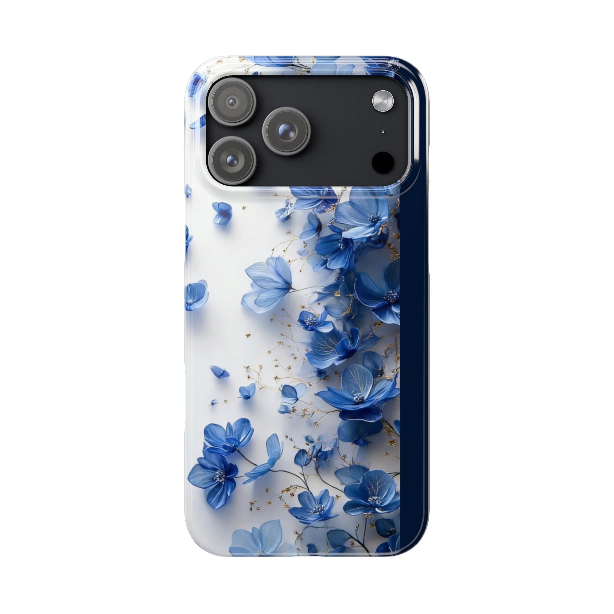 Slim Phone Case — Blue Floral Petals Protective Cover