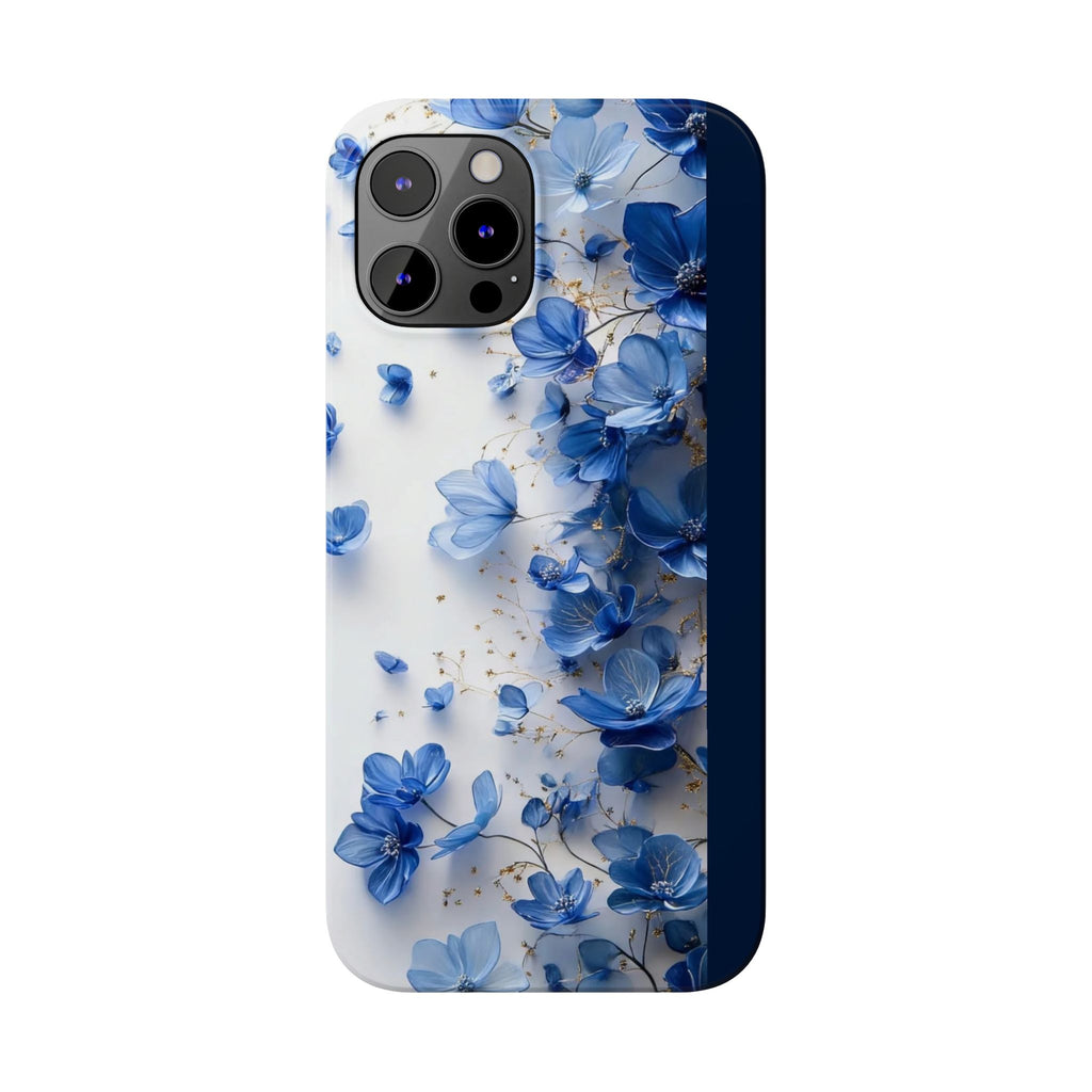 Slim Phone Case — Blue Floral Petals Protective Cover