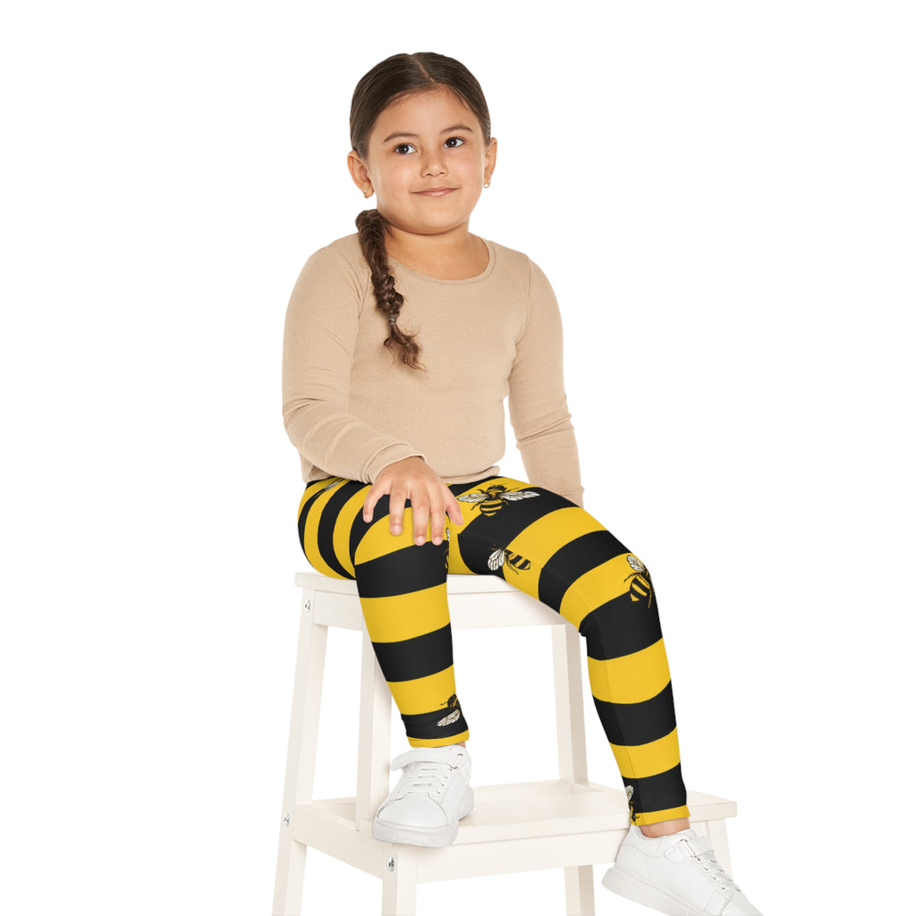 Kids Bee Stripe Leggings – Yellow & Black Bumblebee AOP