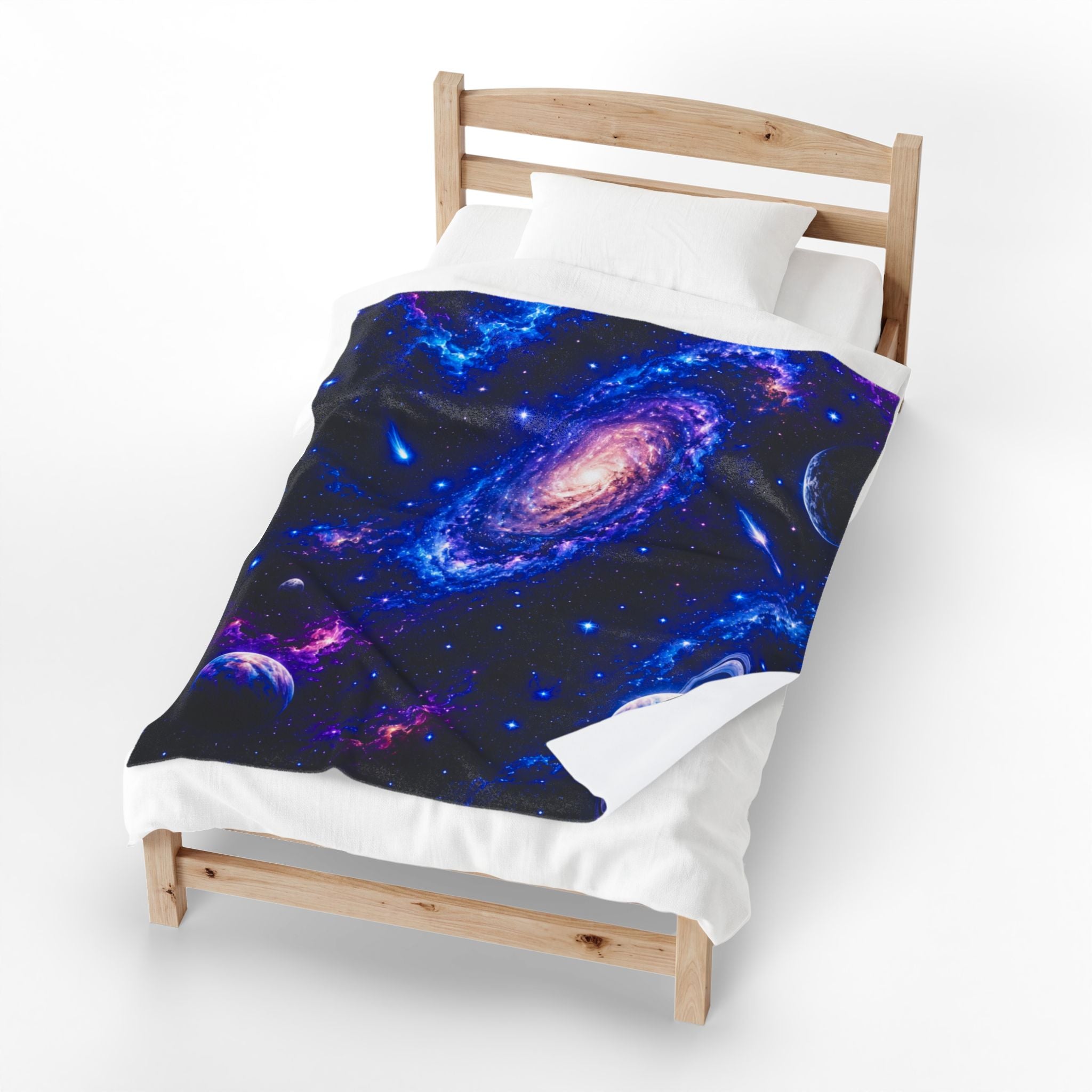 Galaxy Velveteen Plush Blanket – Cosmic Space Nebula Throw