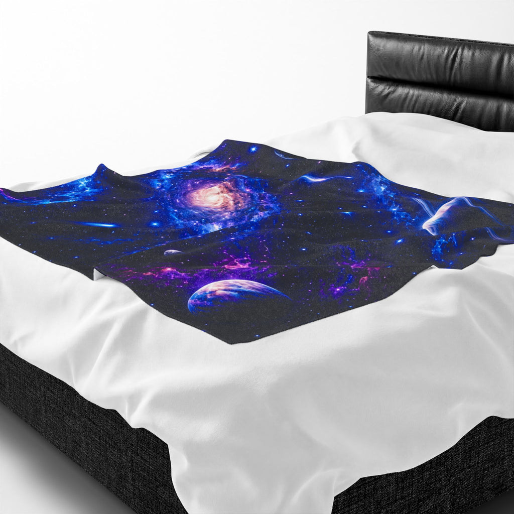 Galaxy Velveteen Plush Blanket – Cosmic Space Nebula Throw