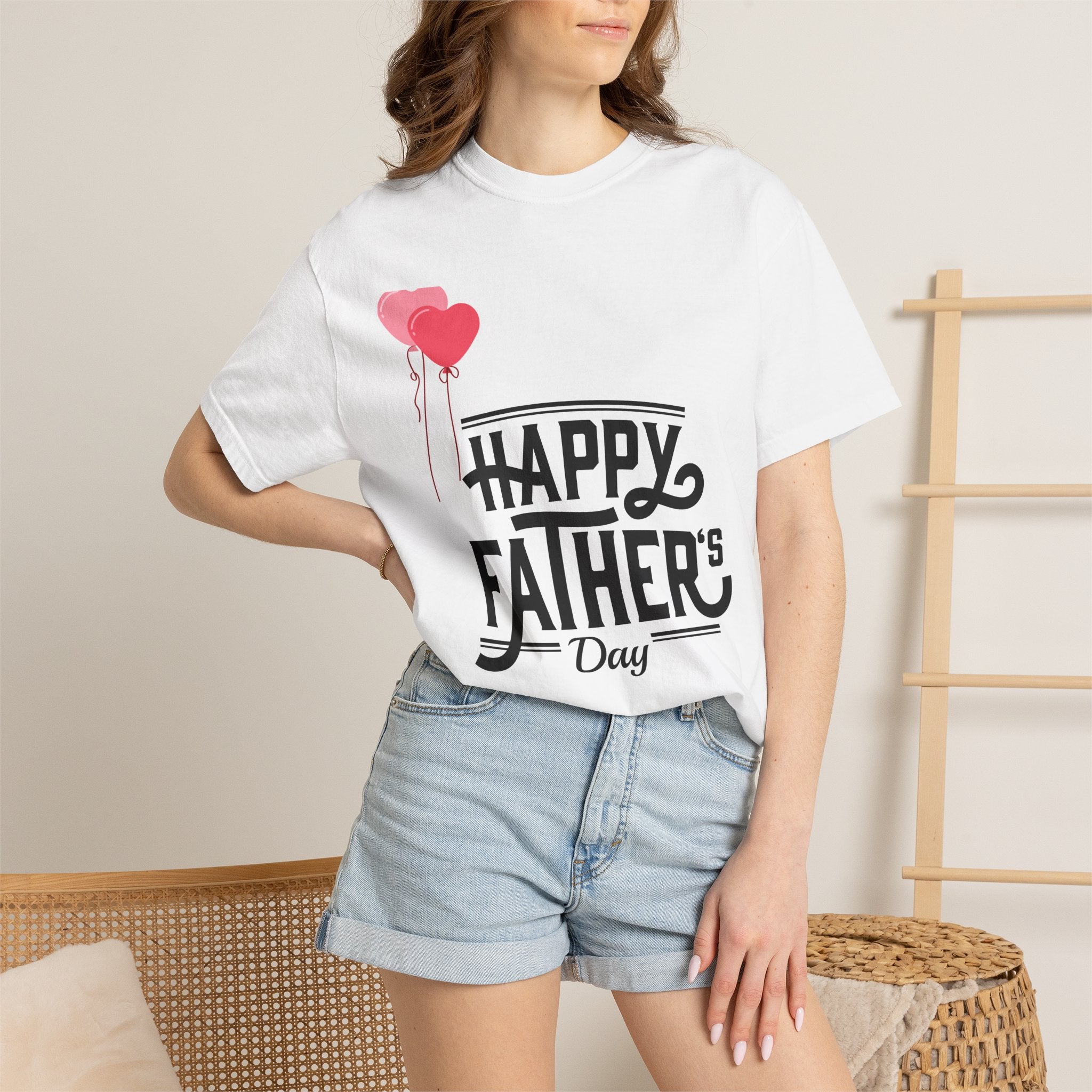Father's Day T-Shirt — "Happy Father's Day" Graphic Tee with Hearts Printify