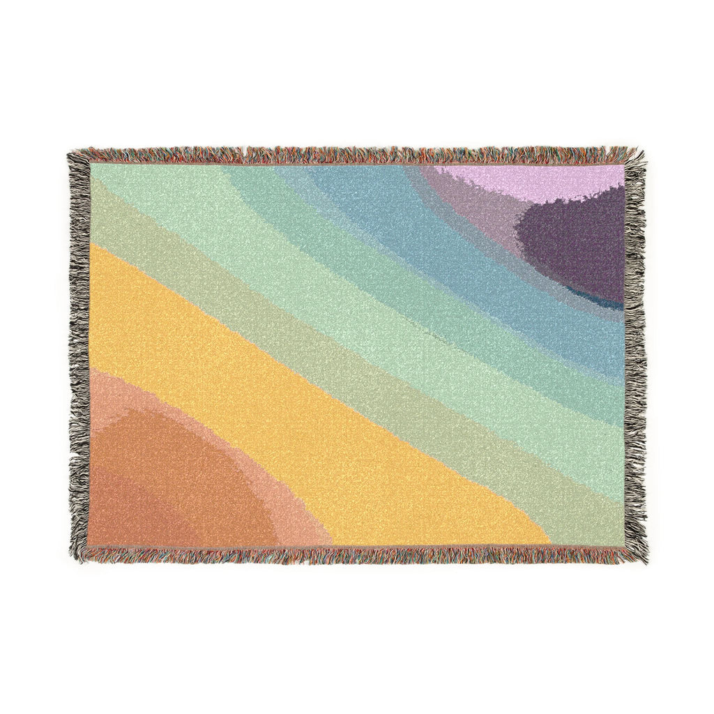 Abstract Rainbow Woven Blanket — Retro Pastel & Deep Jewel Throw