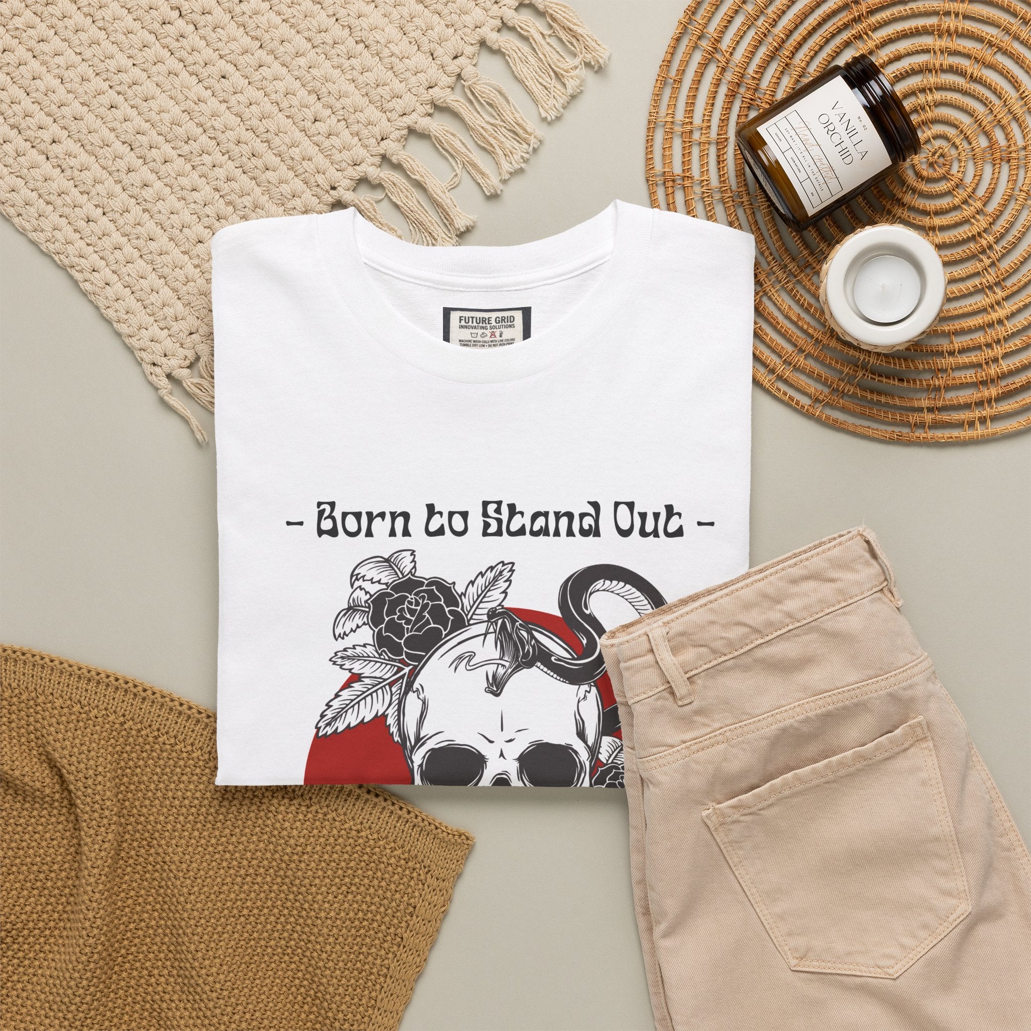Skull & Snake Graphic Tee – "Born to Stand Out" Gothic T-Shirt