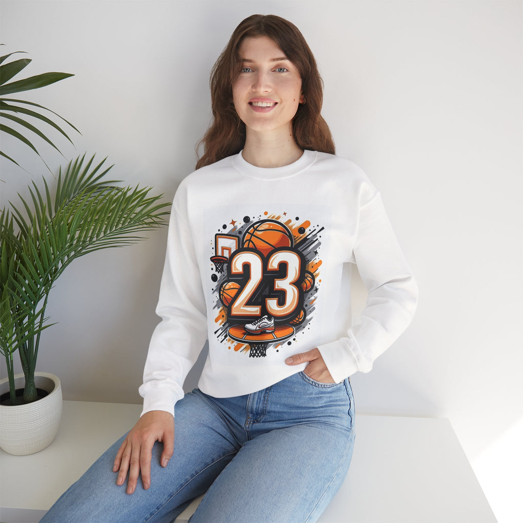 Basketball 23 Crewneck Sweatshirt — Retro Hoop Graphic Printify