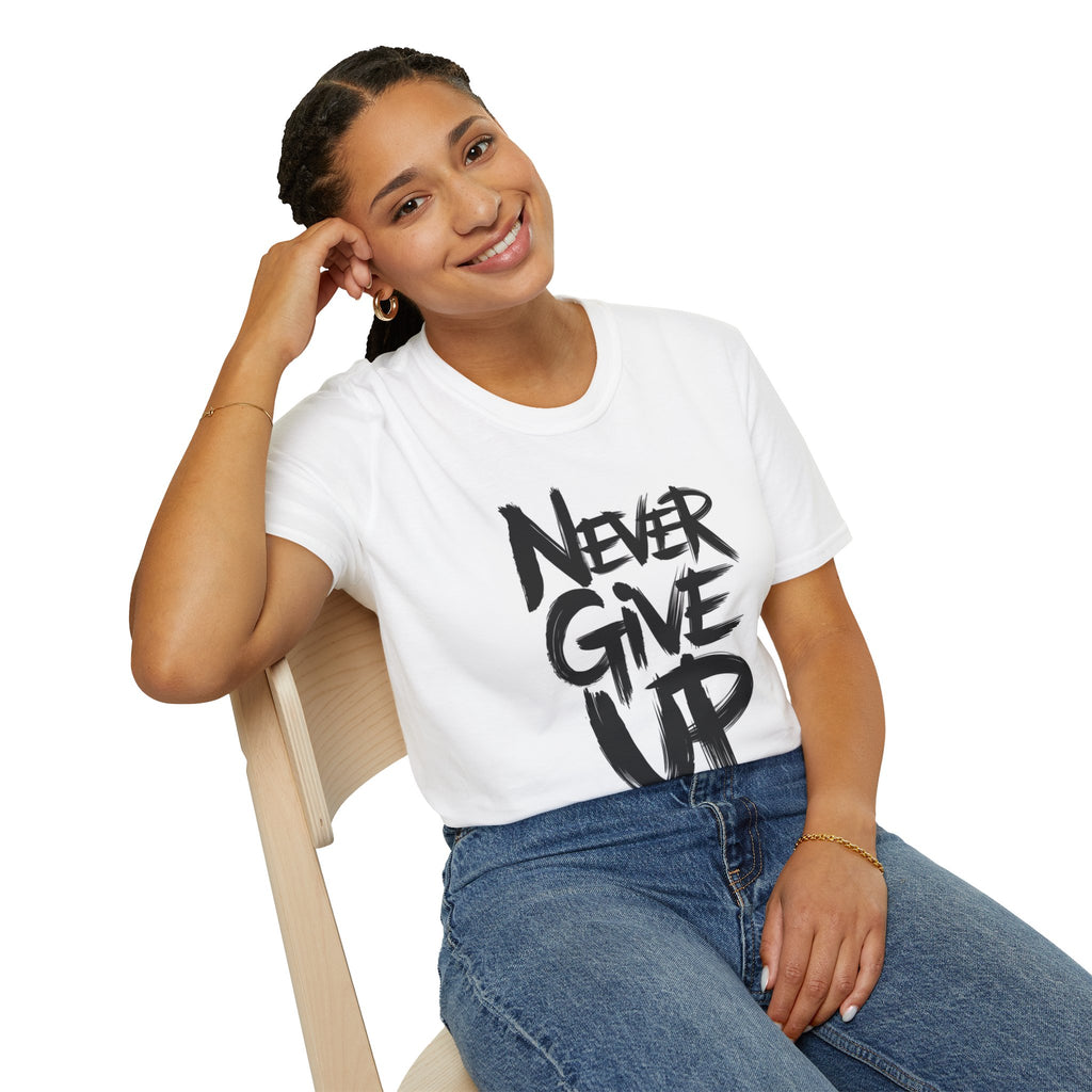 Never Give Up T-Shirt — Motivational Typography Tee Printify