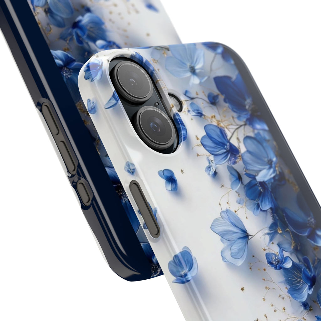 Slim Phone Case — Blue Floral Petals Protective Cover