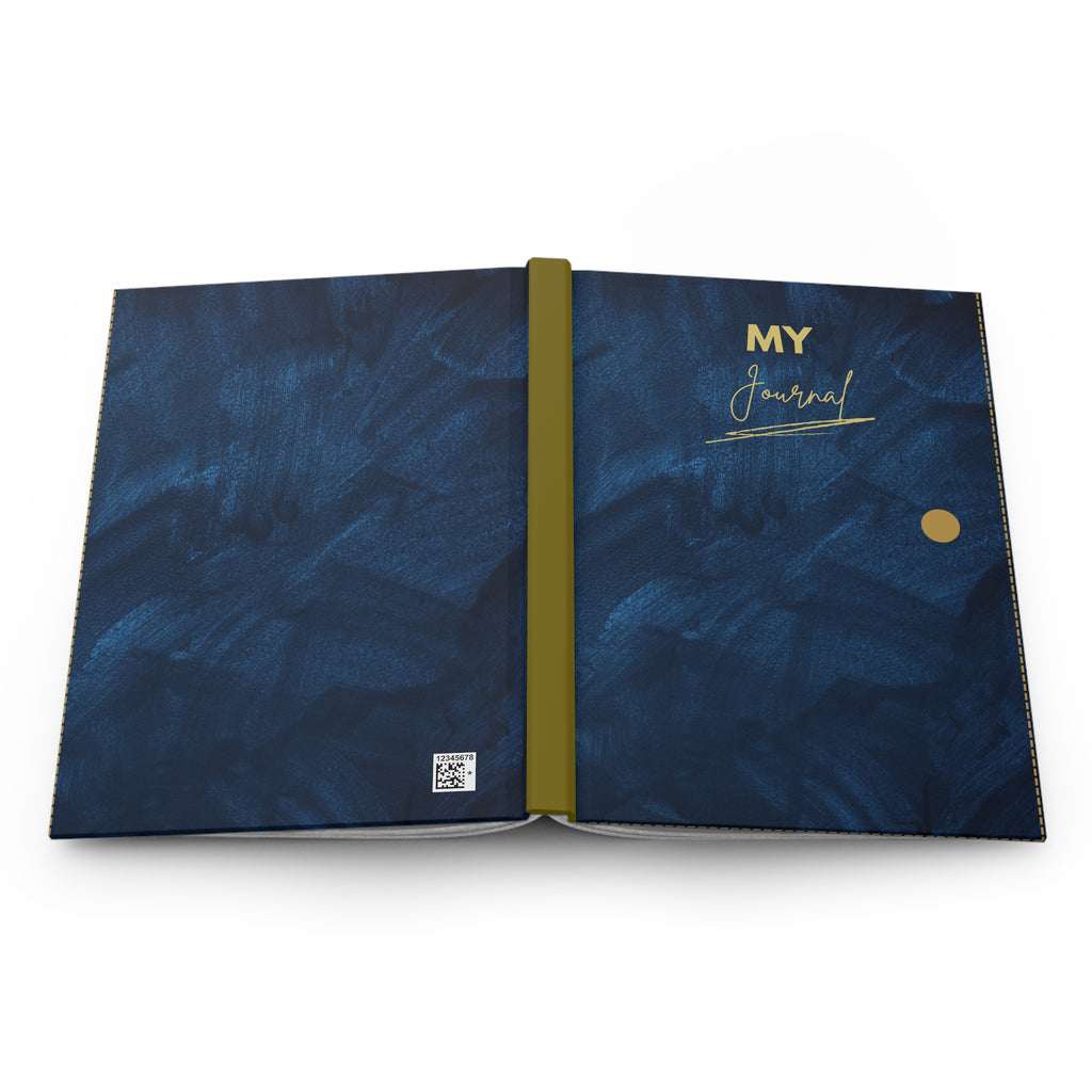 Navy Brushstroke Hardcover Journal — "My Journal" Matte Notebook for Notes, Reflection & Gifts Printify