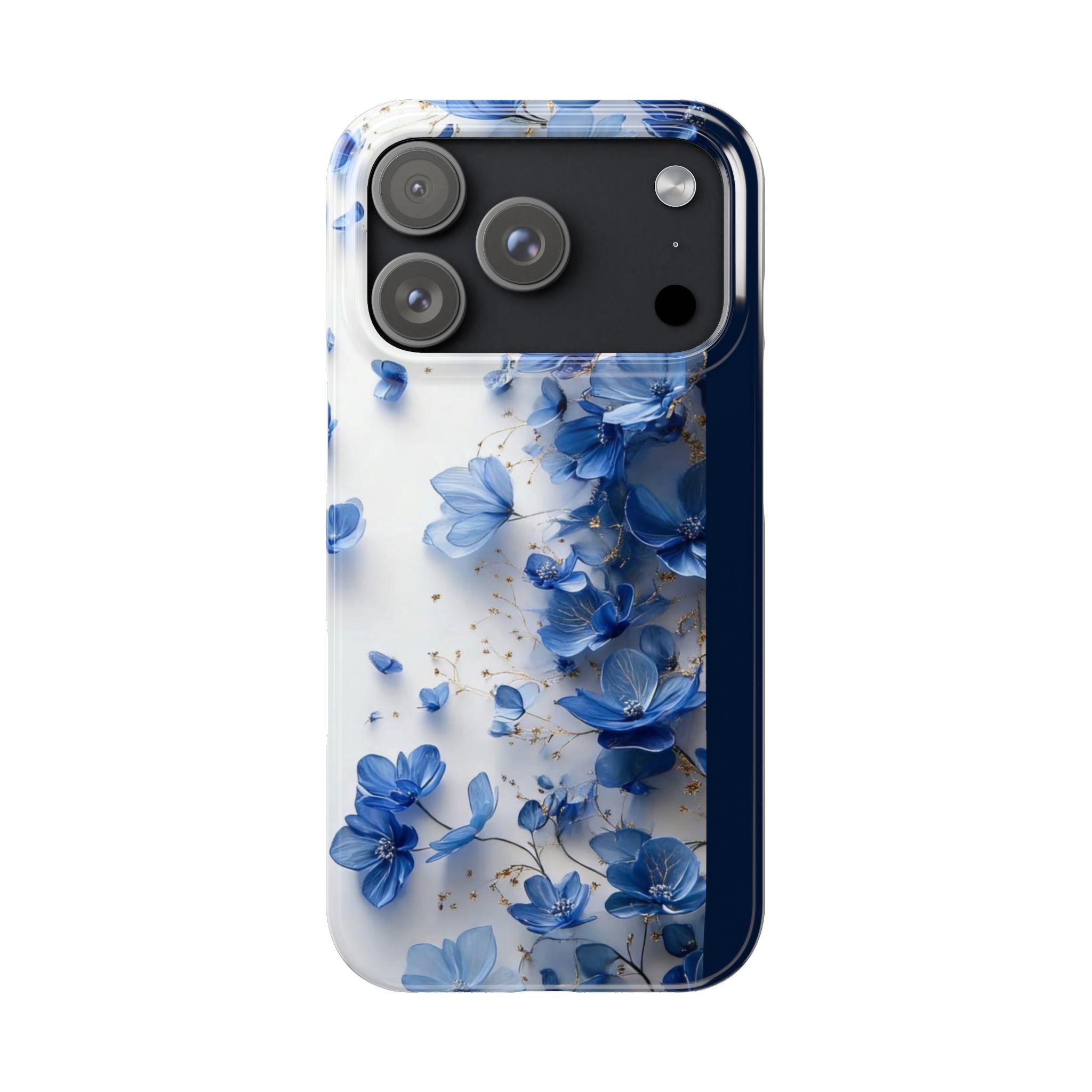 Slim Phone Case — Blue Floral Petals Protective Cover