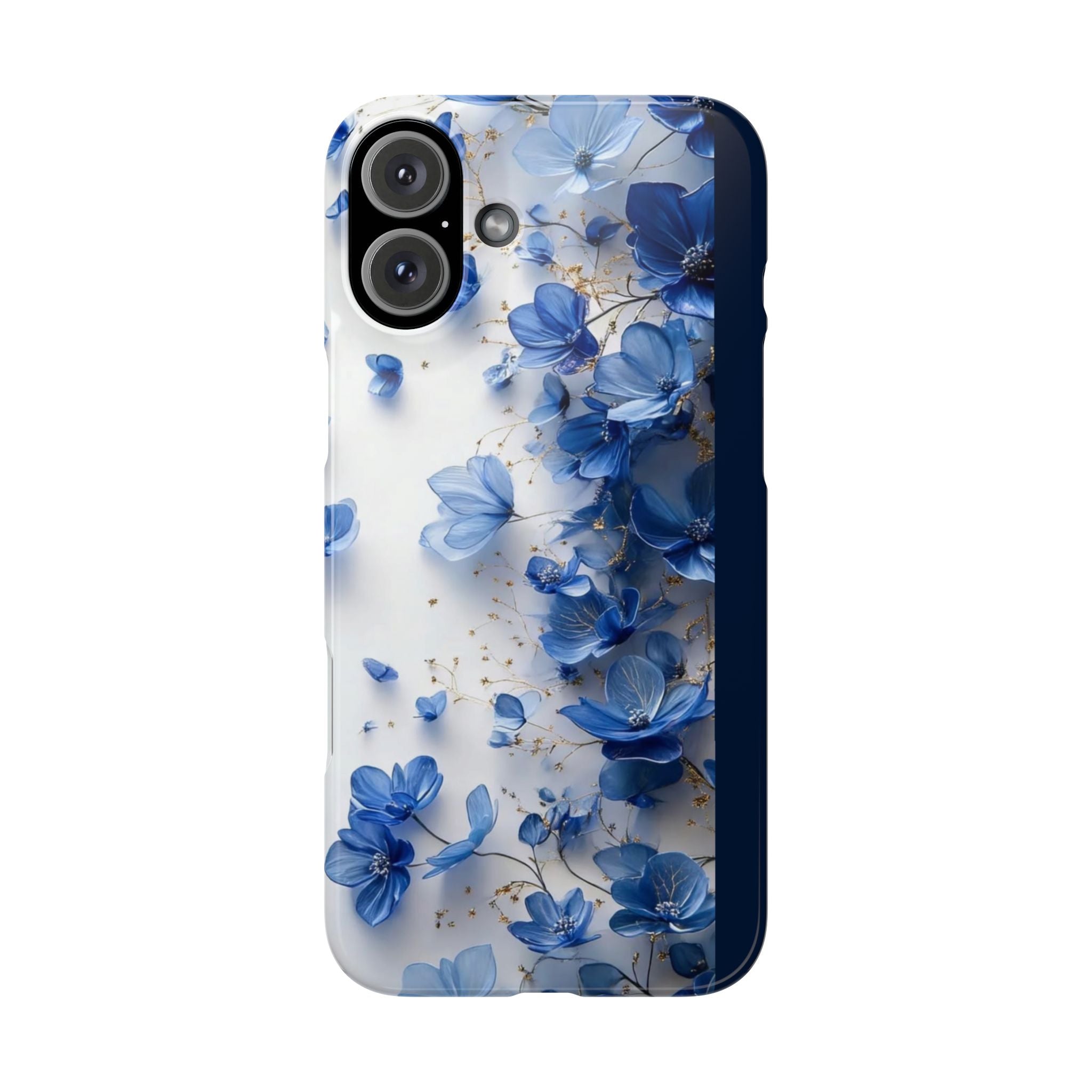 Slim Phone Case — Blue Floral Petals Protective Cover