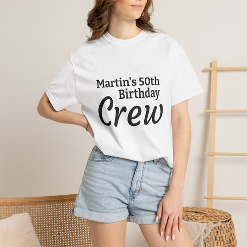 Birthday Crew T-Shirt — Personalized "Martin's 50th Birthday Crew" Party Tee Printify