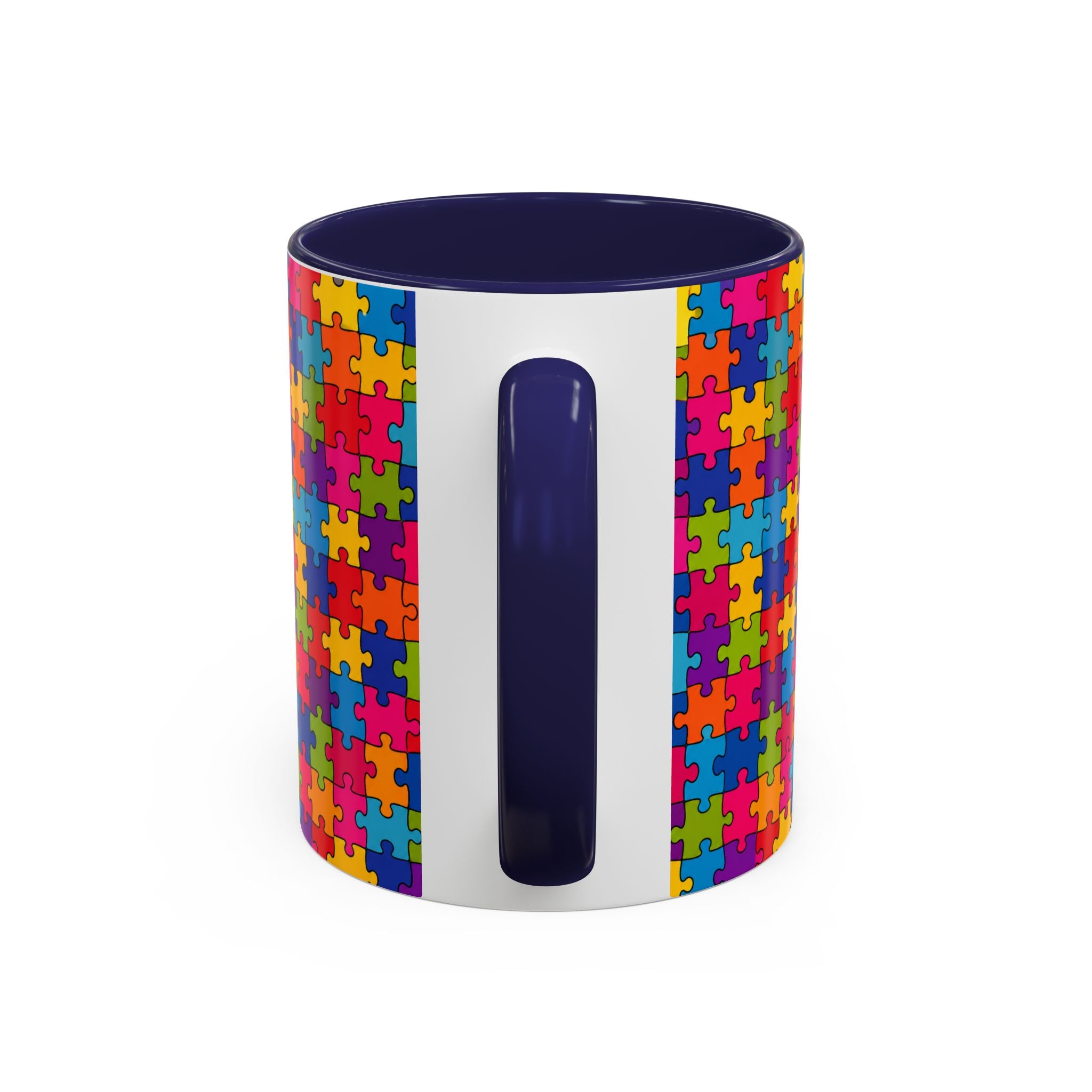 Autism Puzzle Pattern Accent Coffee Mug - Colorful Jigsaw Design (11/15oz) Printify