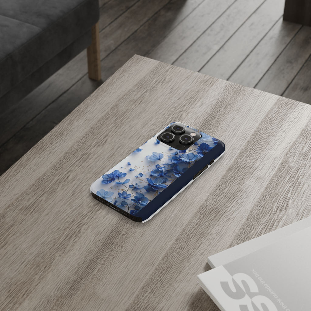 Slim Phone Case — Blue Floral Petals Protective Cover