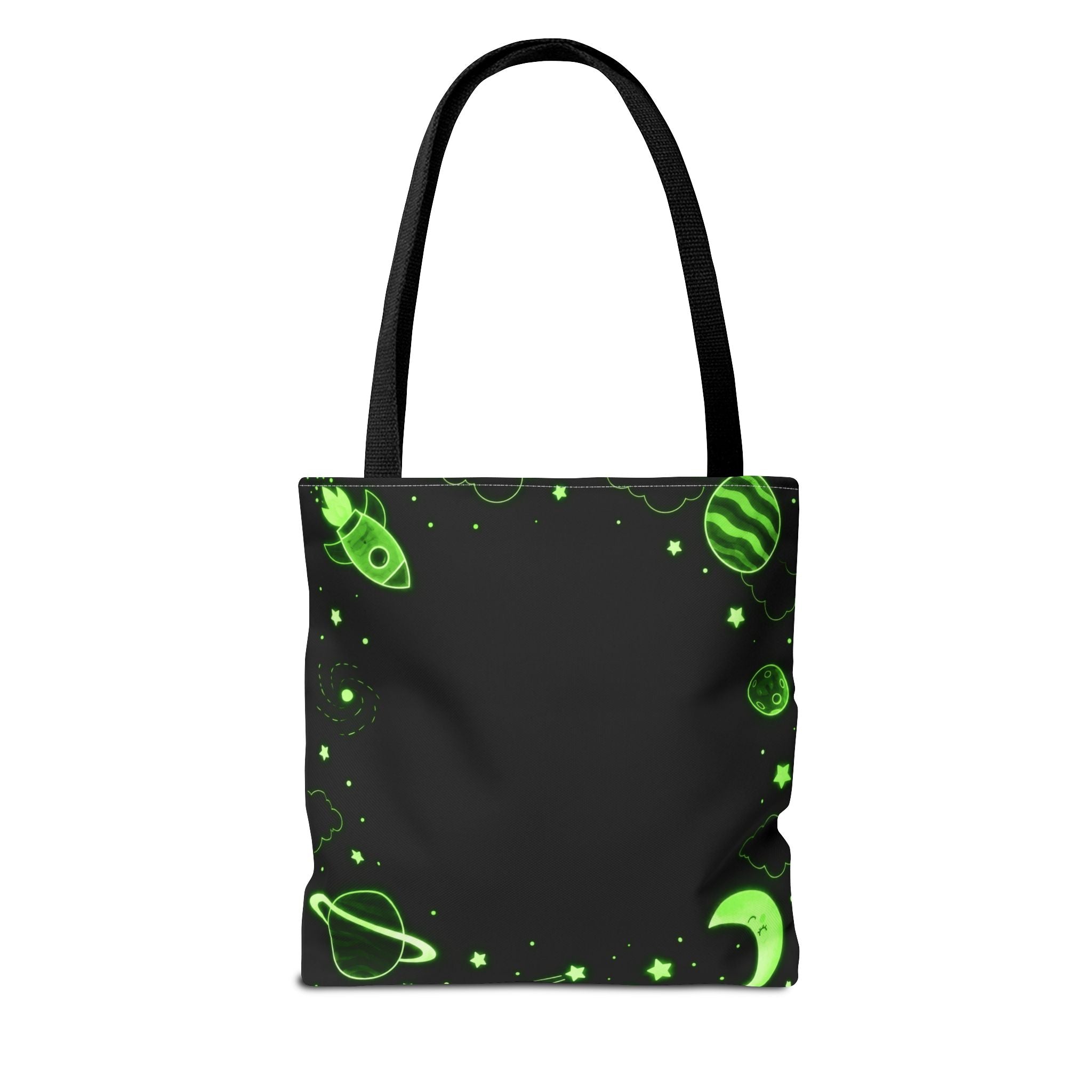 Neon Owl Night Tote Bag – Glow-in-the-Dark Space & Moon Print