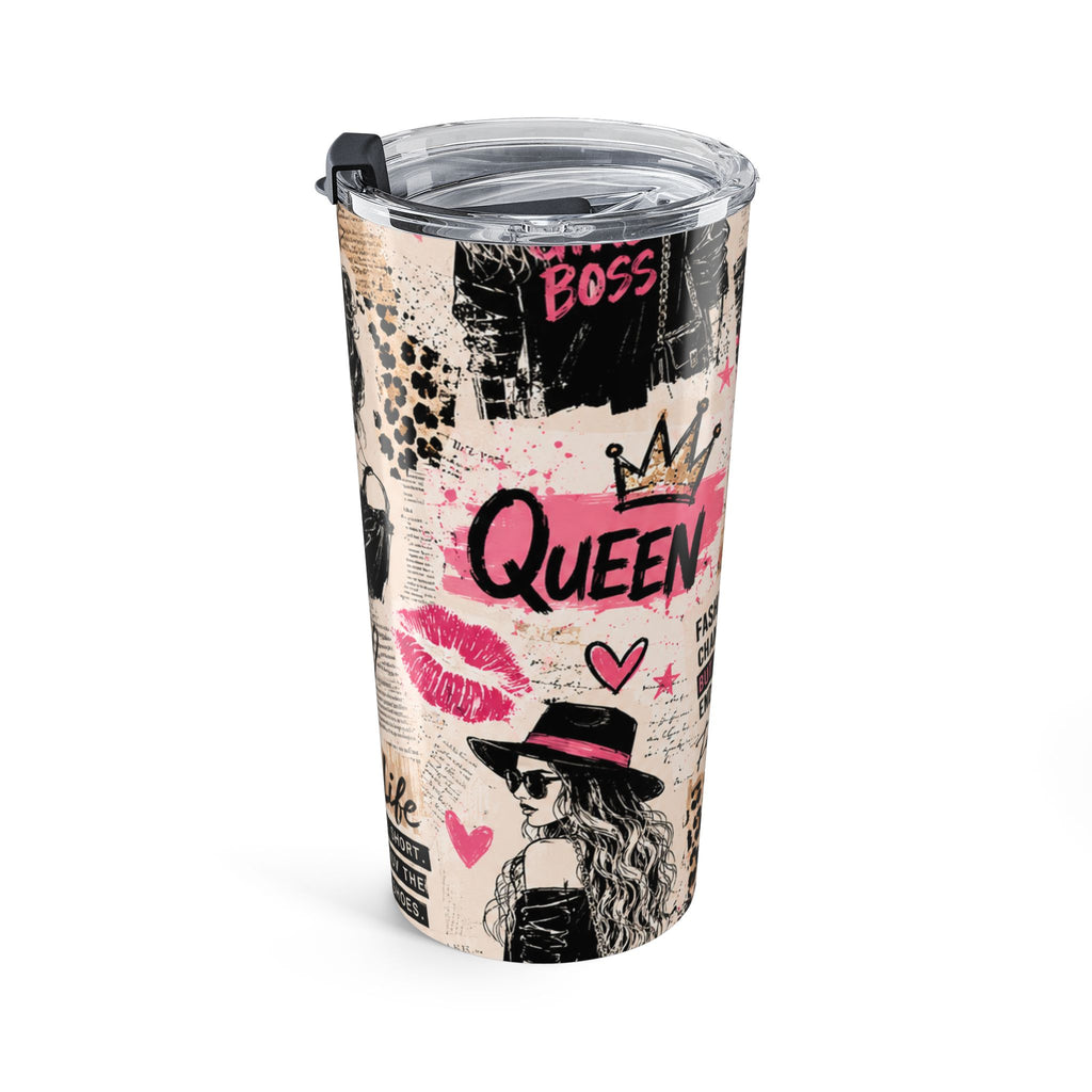 20oz Fashion Collage Tumbler — Be You(tiful) Pink Leopard Travel Cup Printify