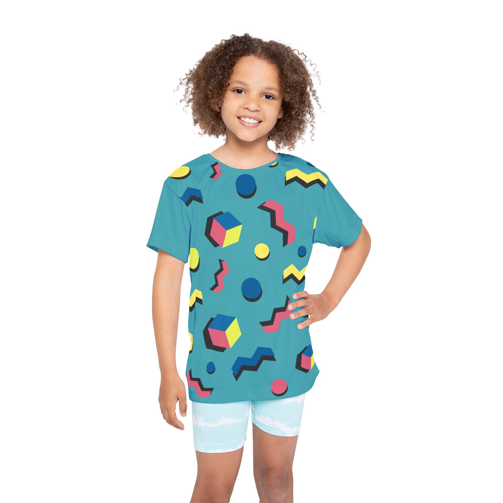 Kids Jersey — Retro 80s Geometric All-Over Print Printify