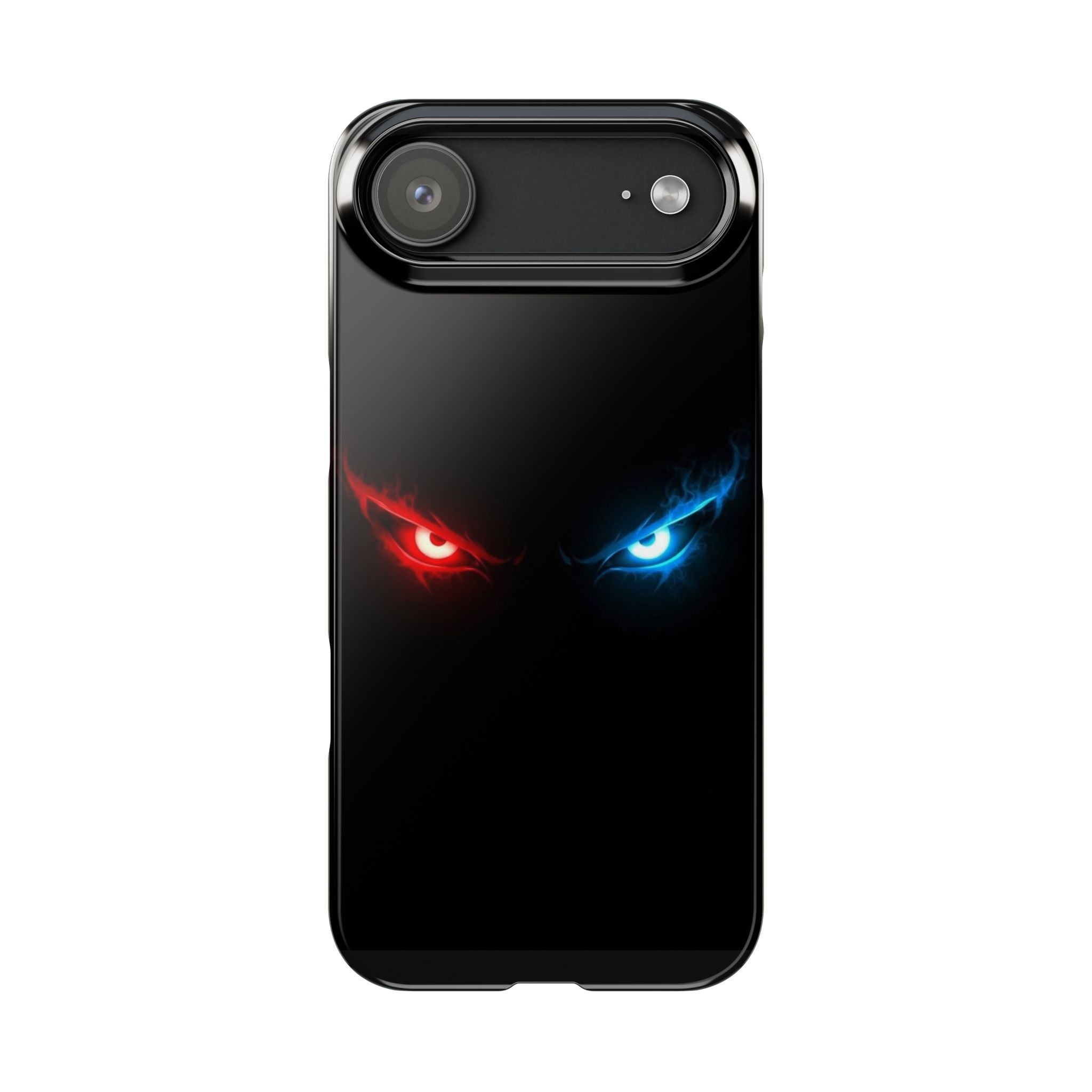 Slim Phone Case — Neon Red & Blue Angry Eyes (Sleek Dark Gamer Aesthetic)