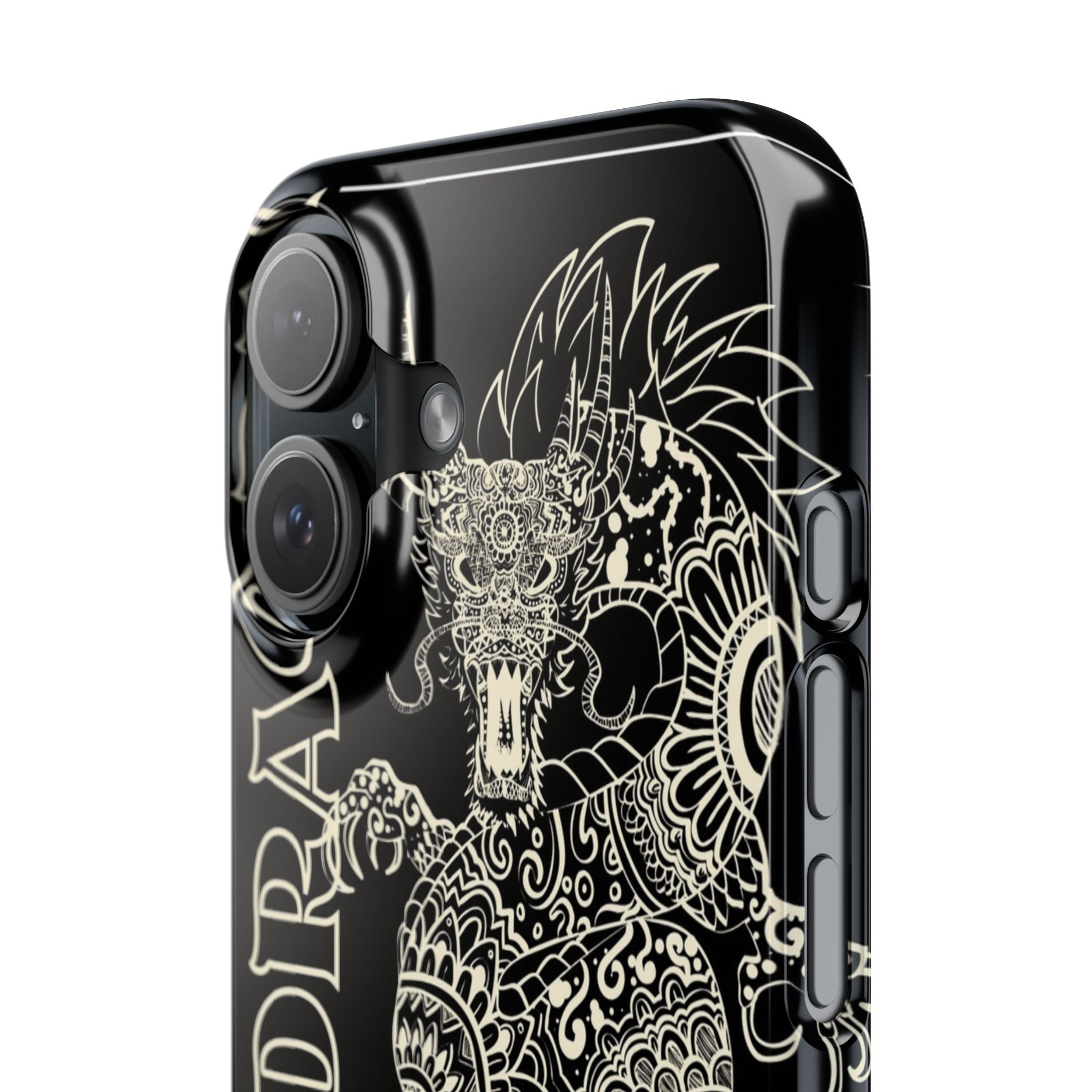 Dragon Slim Phone Case — Black Asian-Inspired Dragon Design with Calligraphy Printify