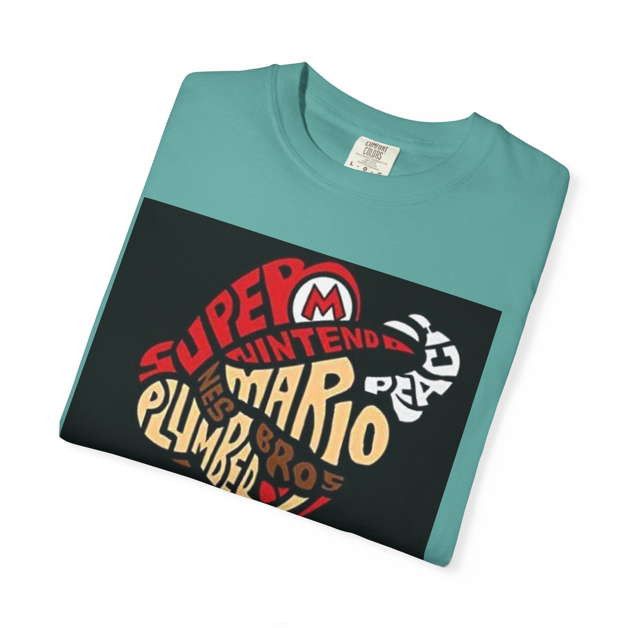 Mario Typography T-Shirt — Retro Cartoon Character Plumber Graphic Tee Printify