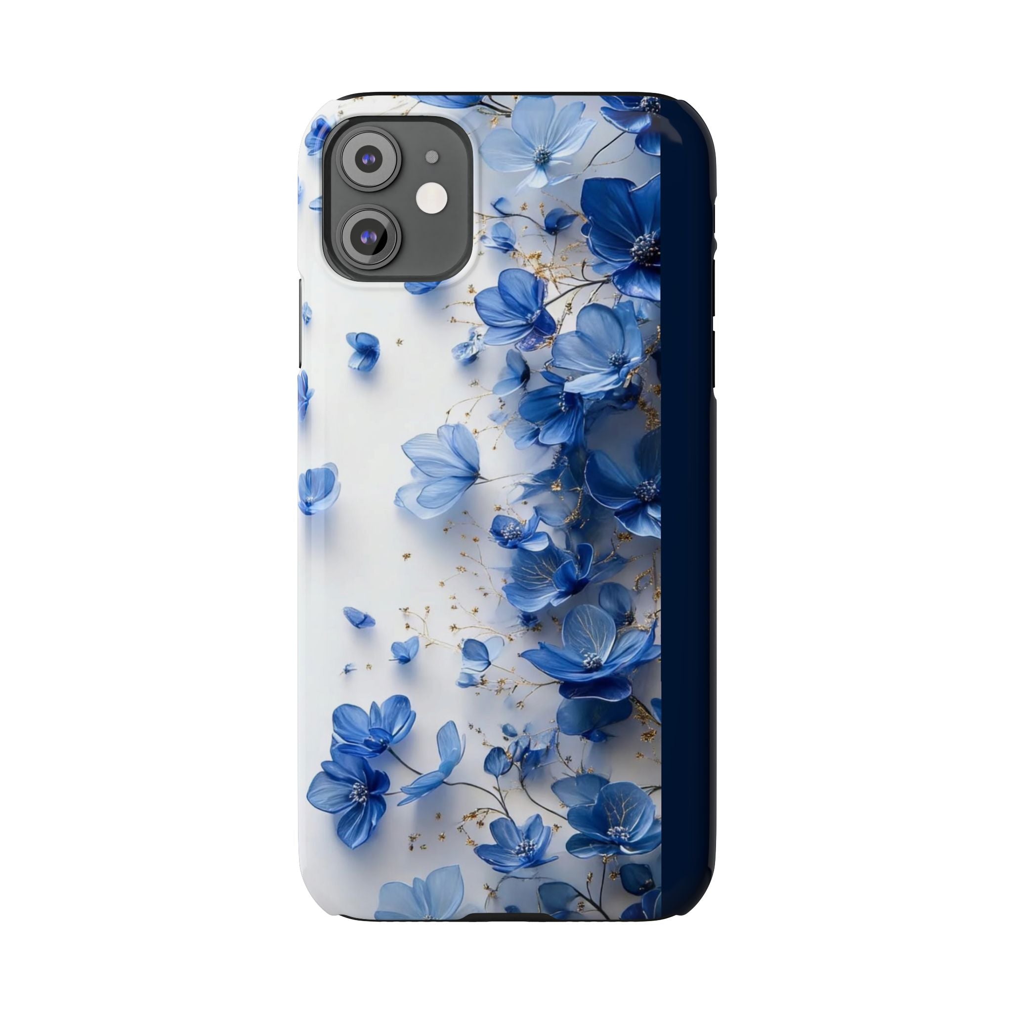 Slim Phone Case — Blue Floral Petals Protective Cover