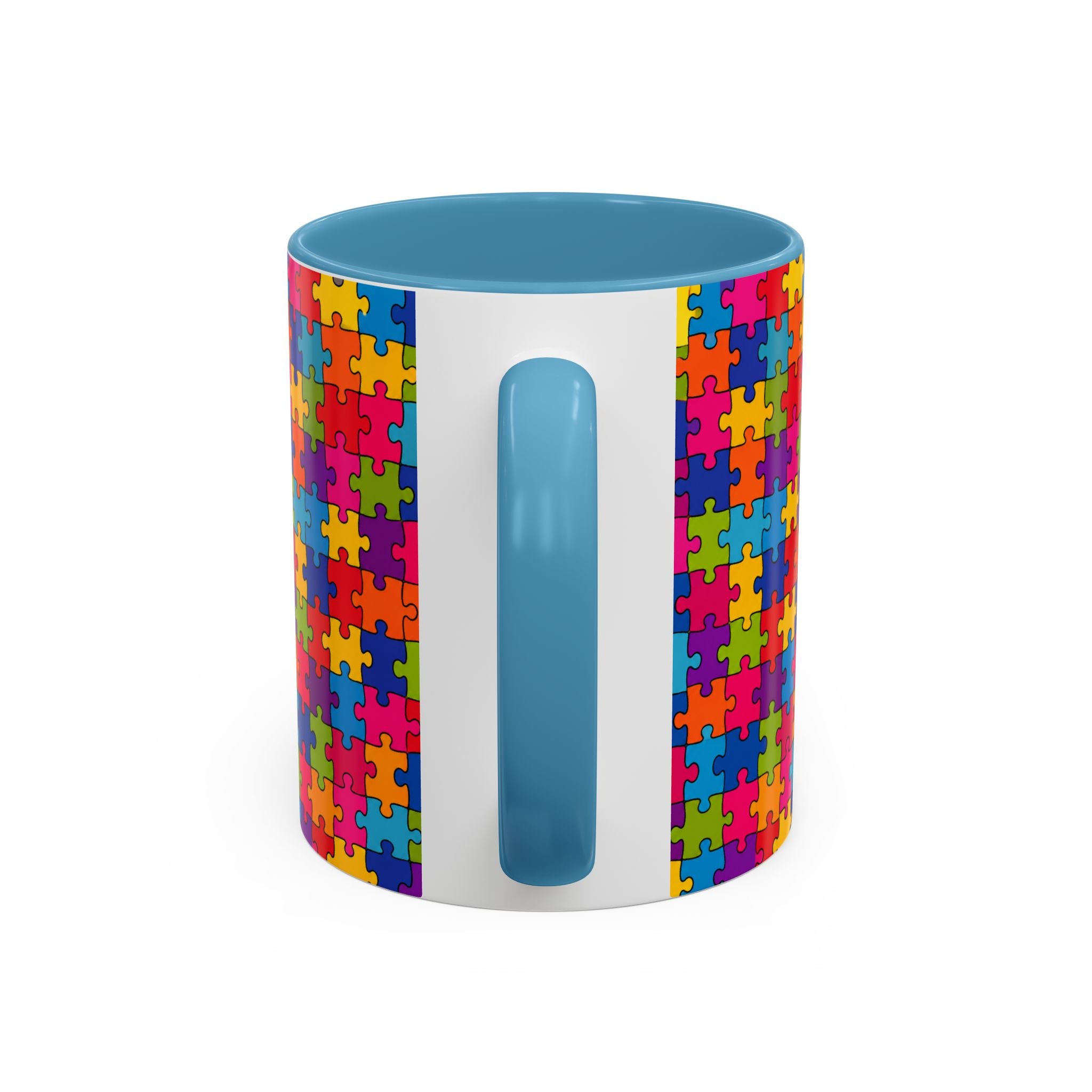 Autism Puzzle Pattern Accent Coffee Mug - Colorful Jigsaw Design (11/15oz) Printify