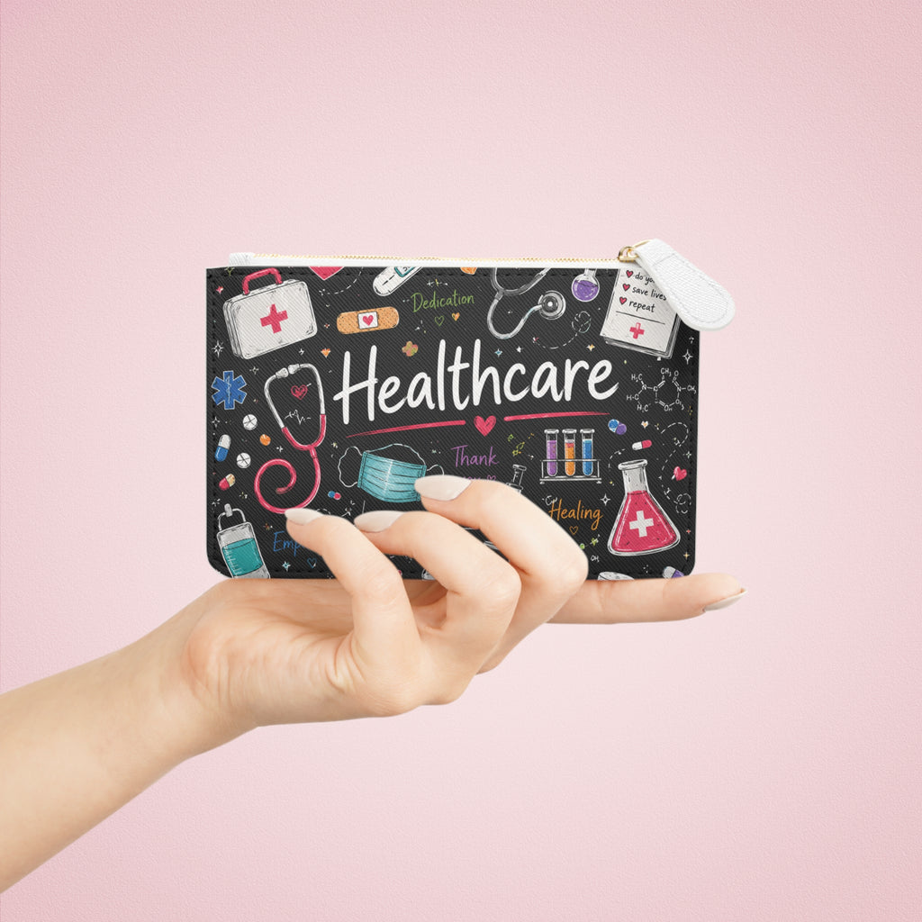 Healthcare Mini Clutch Bag — Medical Theme Thank You Nurse Cosmetic Purse