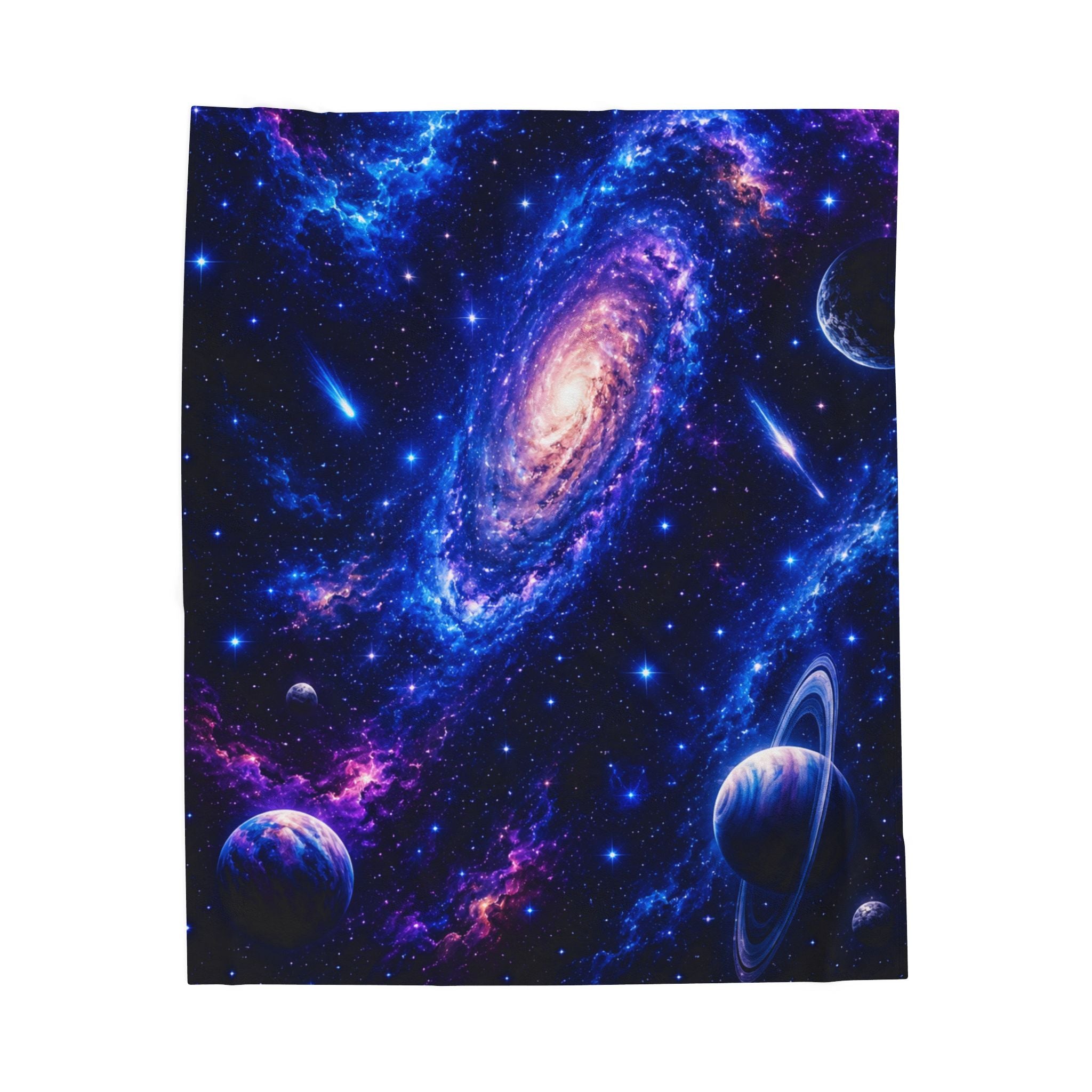 Galaxy Velveteen Plush Blanket – Cosmic Space Nebula Throw
