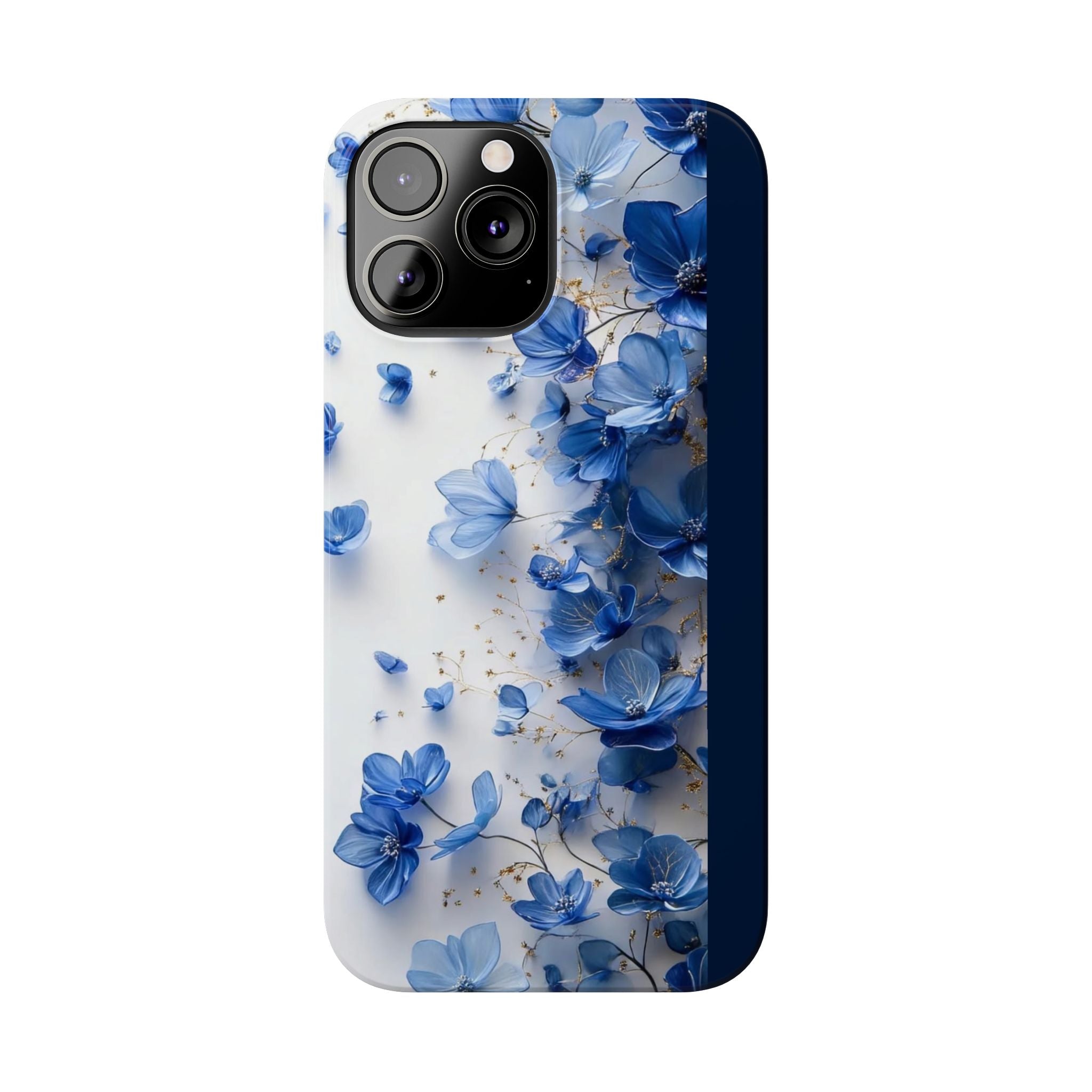 Slim Phone Case — Blue Floral Petals Protective Cover