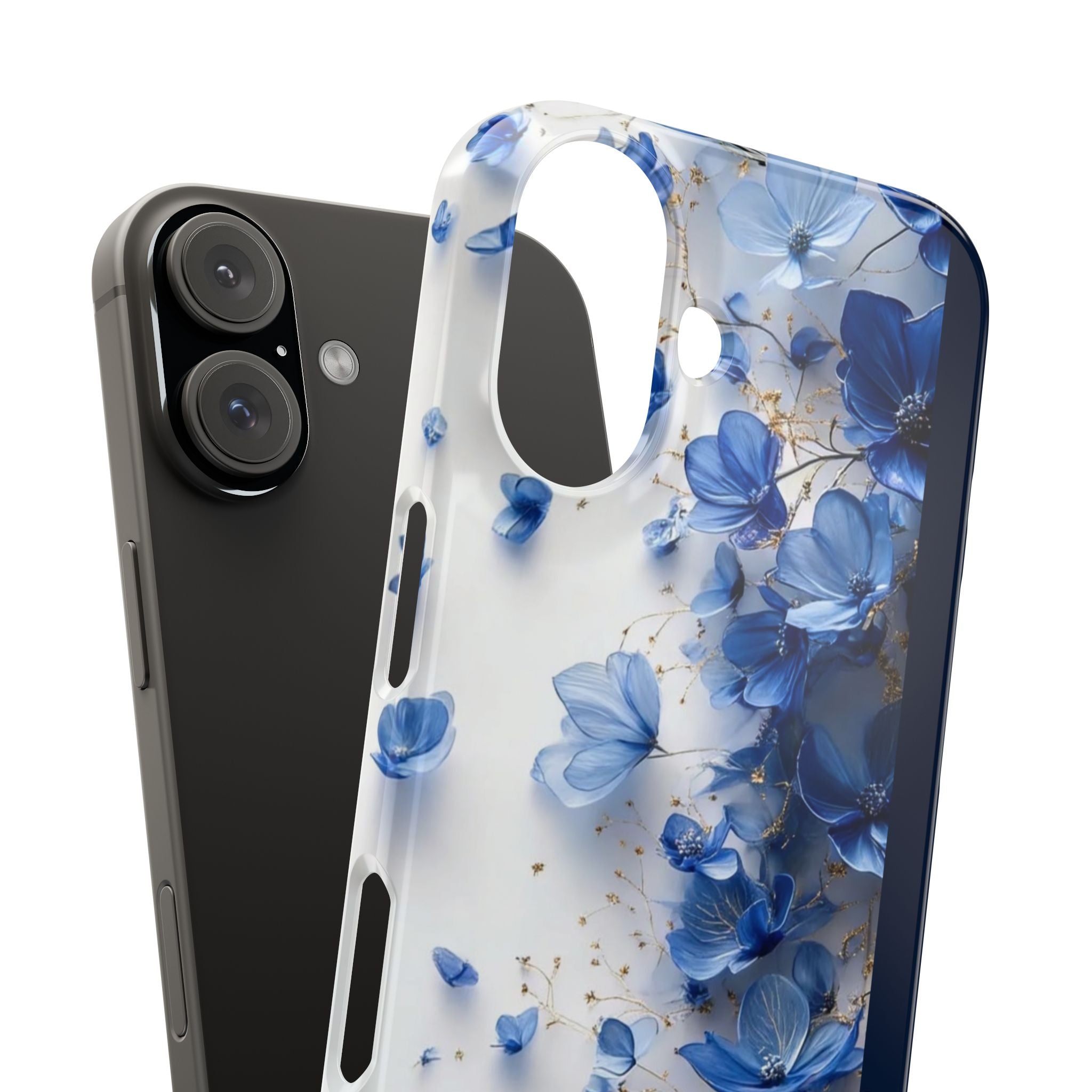 Slim Phone Case — Blue Floral Petals Protective Cover