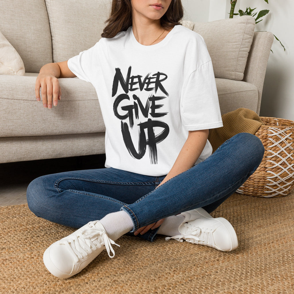 Never Give Up T-Shirt — Motivational Typography Tee Printify