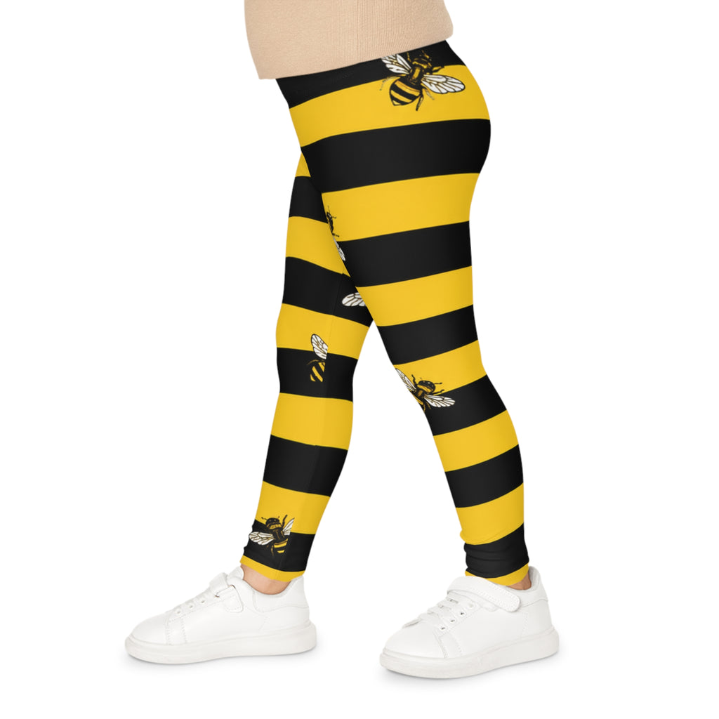 Kids Bee Stripe Leggings – Yellow & Black Bumblebee AOP