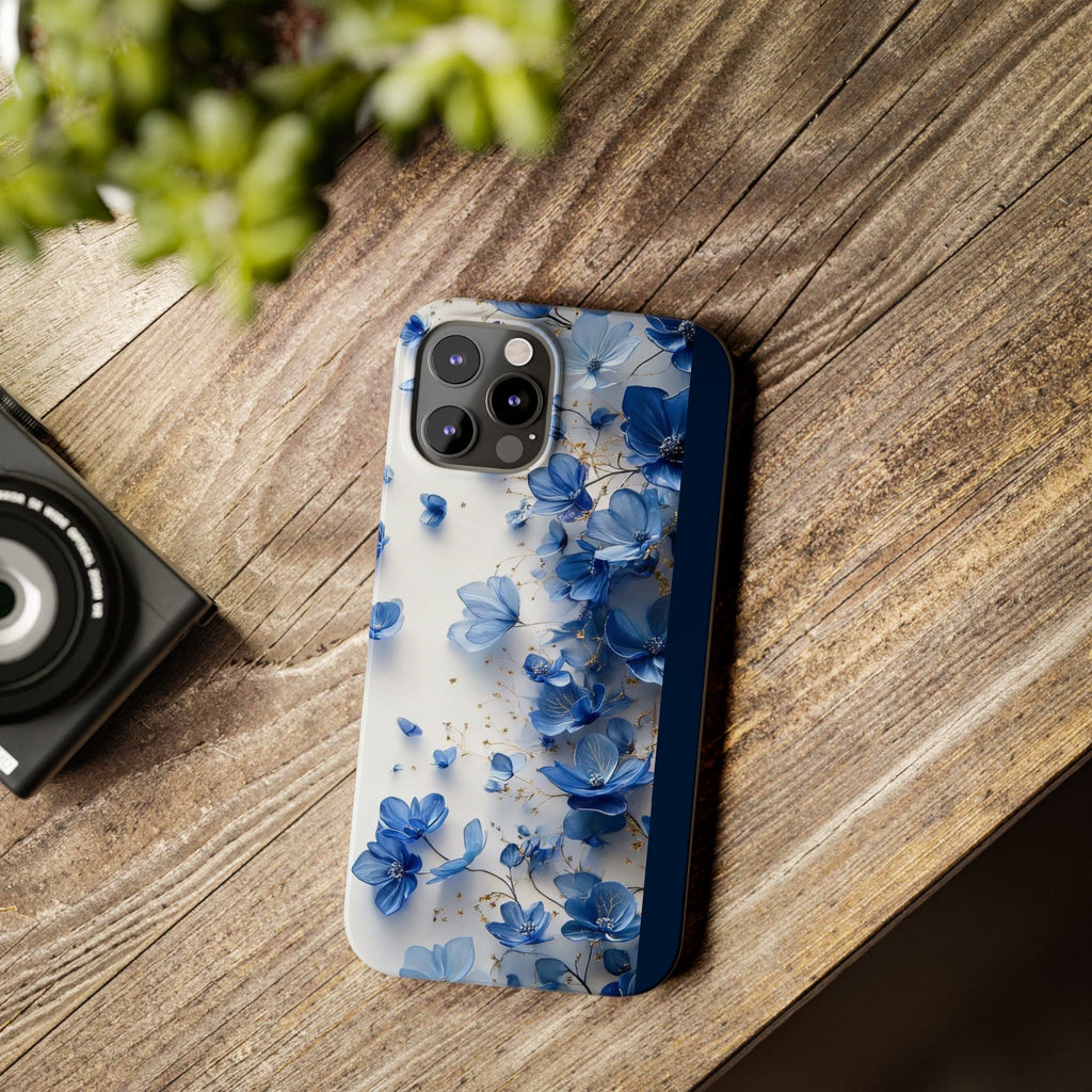Slim Phone Case — Blue Floral Petals Protective Cover