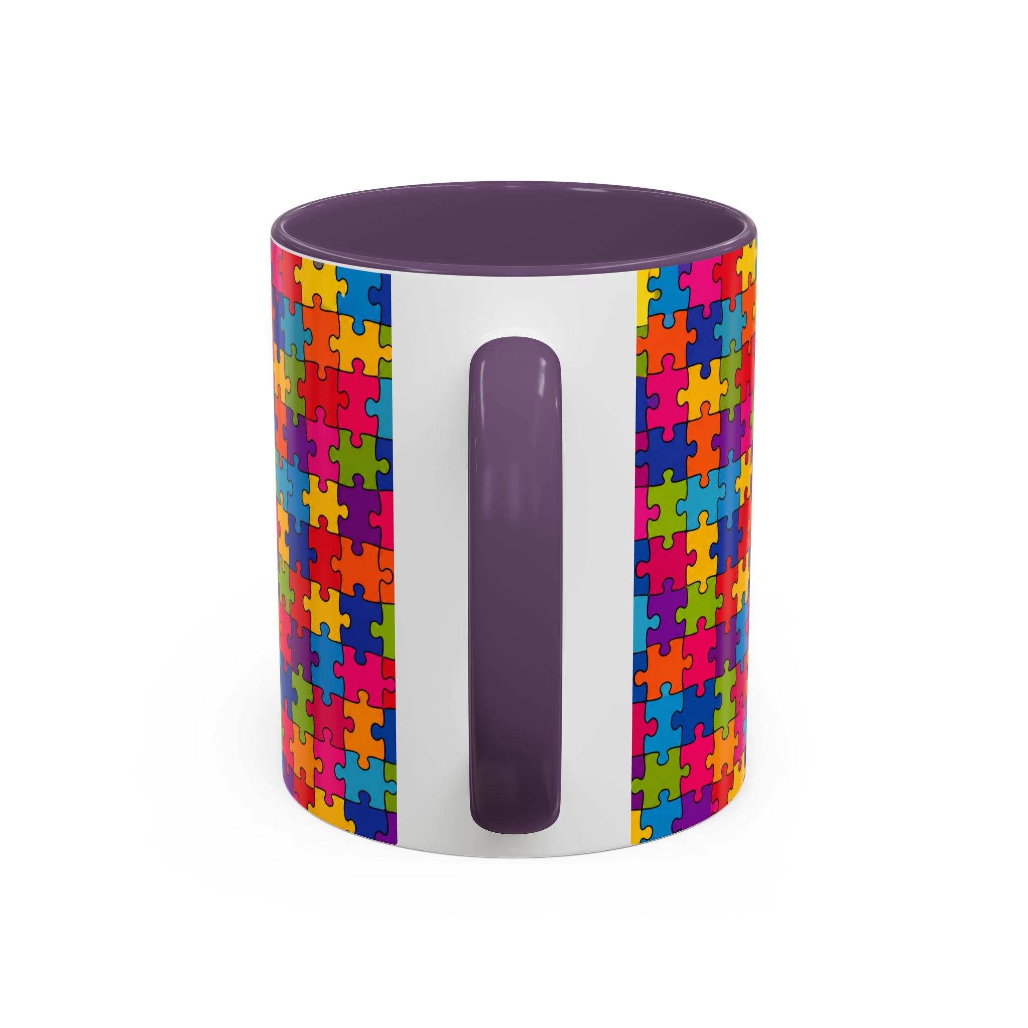 Autism Puzzle Pattern Accent Coffee Mug - Colorful Jigsaw Design (11/15oz) Printify