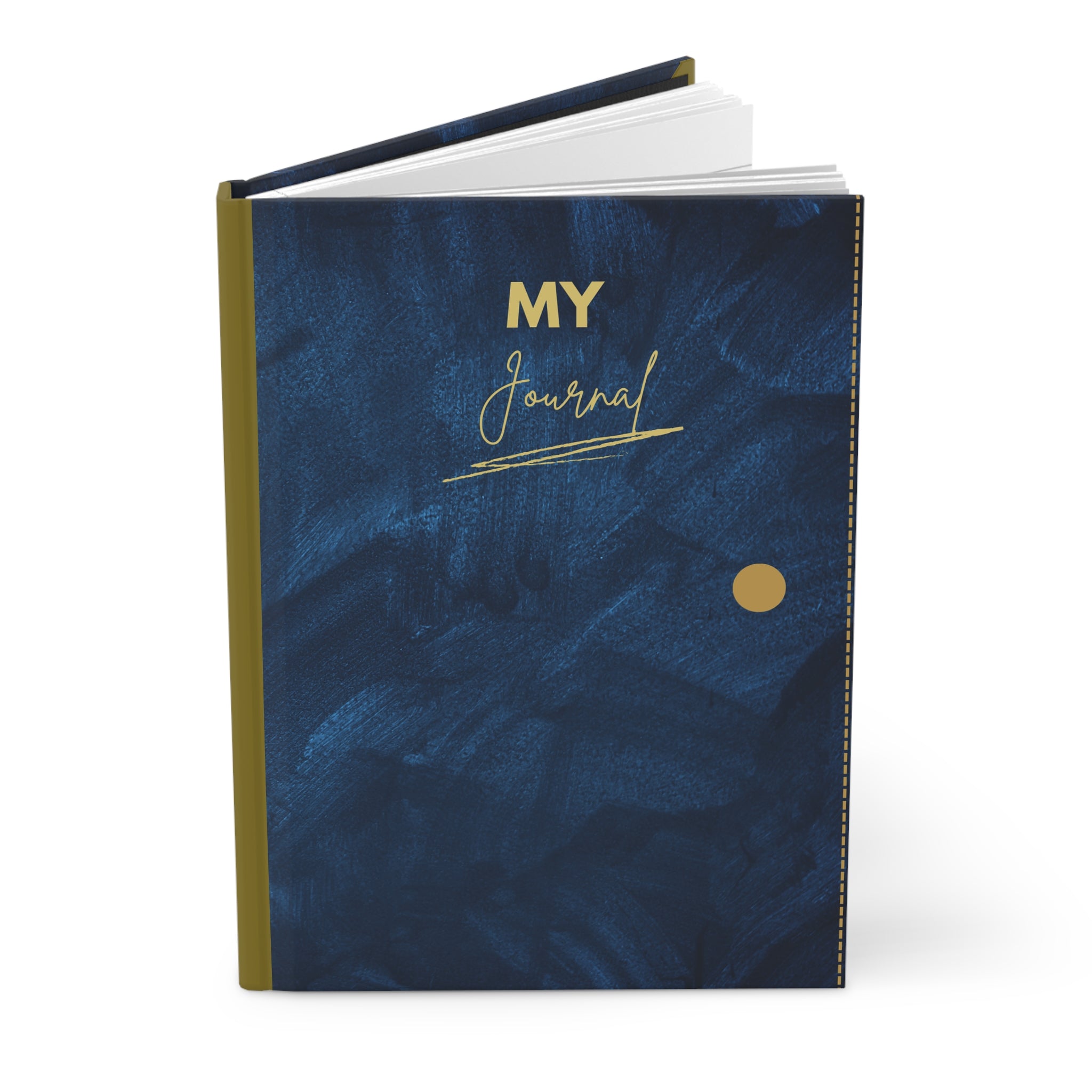 Navy Brushstroke Hardcover Journal — "My Journal" Matte Notebook for Notes, Reflection & Gifts Printify