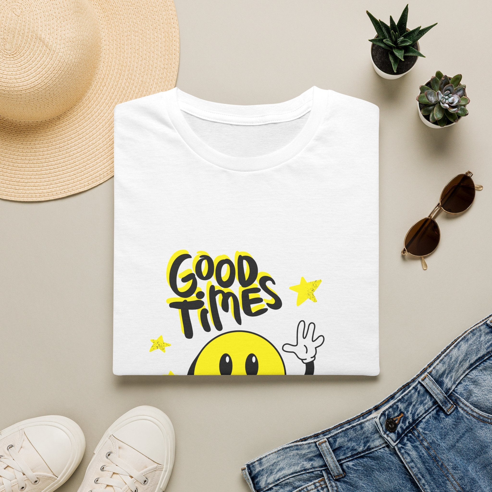 Good Times Smiley T-Shirt — Retro Happy Face Graphic Tee Printify