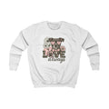 Kids Sweatshirt — 'Love Always' Dog Paw Floral Graphic Printify